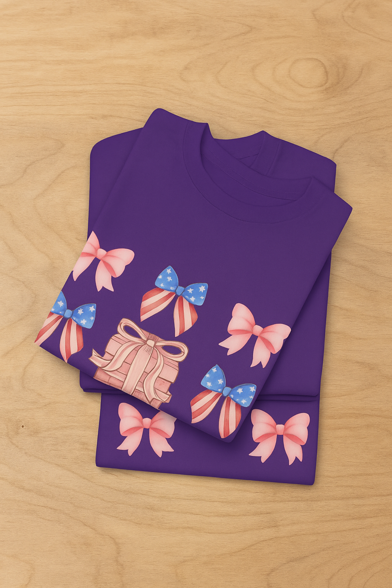 Unisex Gift Bow Present T Shirt Patriotic Red White Blue Tee Pink Blue Ribbon Shirt Birthday Holiday Cotton Tee product thumbnail image Unisex Gift Bow Present T Shirt Patriotic Red White Blue Tee Pink Blue Ribbon Shirt Birthday Holiday Cotton Tee product thumbnail image