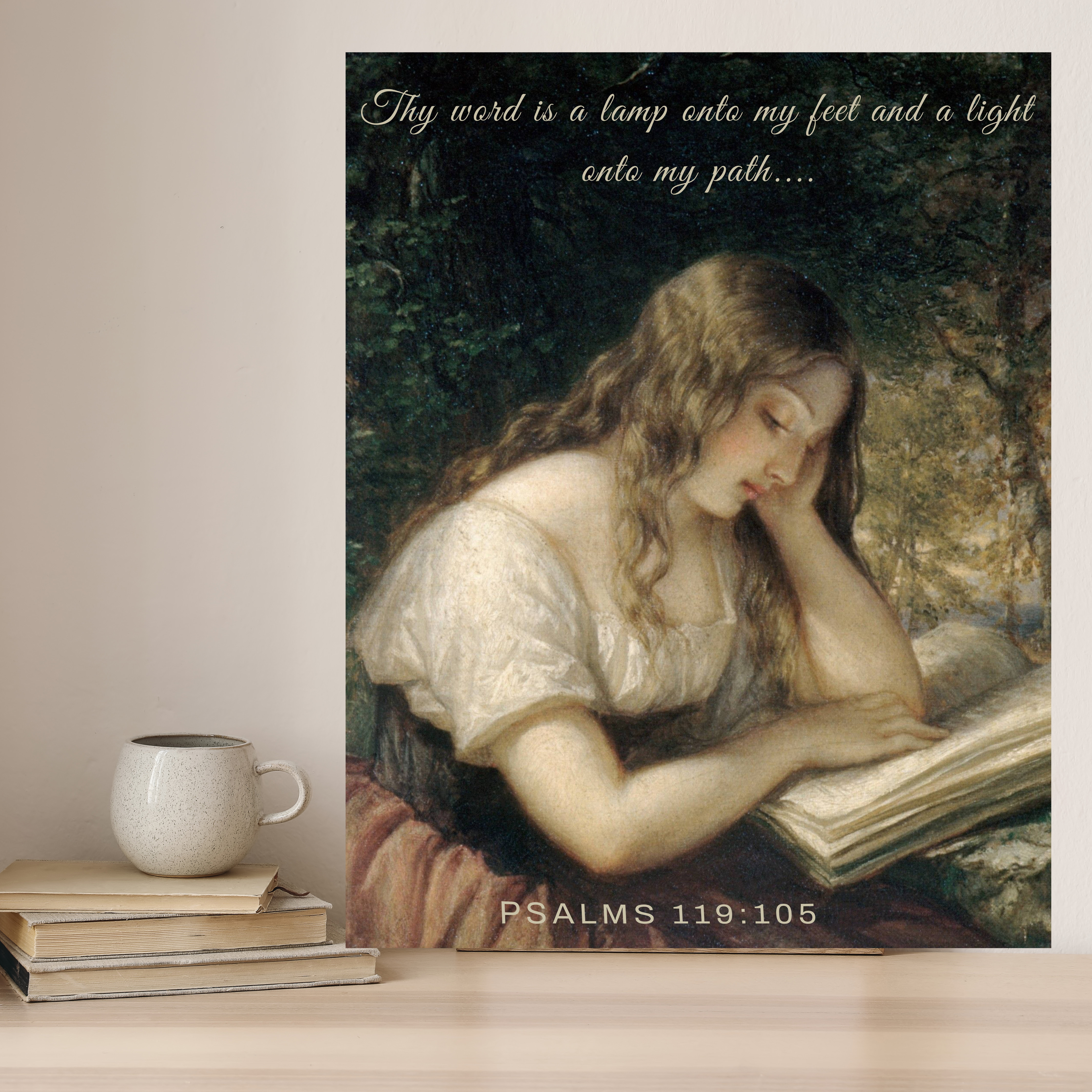 Christian Wall Art Print, Thy Word Is A Lamp Onto My Feet Psalm 119:105, Scripture Art, Christian Wall Art, Woman Art - Framed Canvas Print product thumbnail image