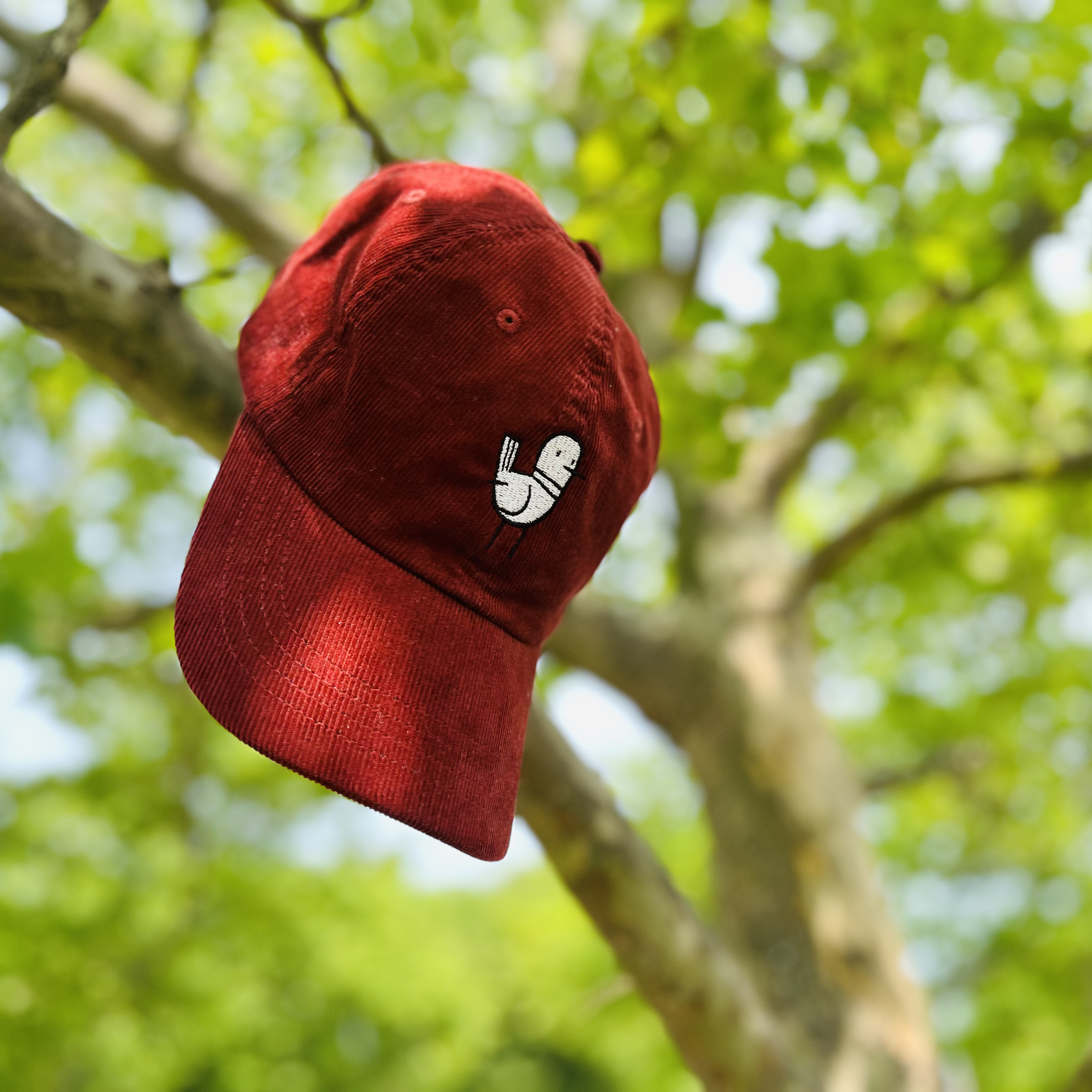 Thinking Cap - Minimalist Corduroy Hat with Embroidered Pigeon Thinking Cap - Minimalist Corduroy Hat with Embroidered Pigeon