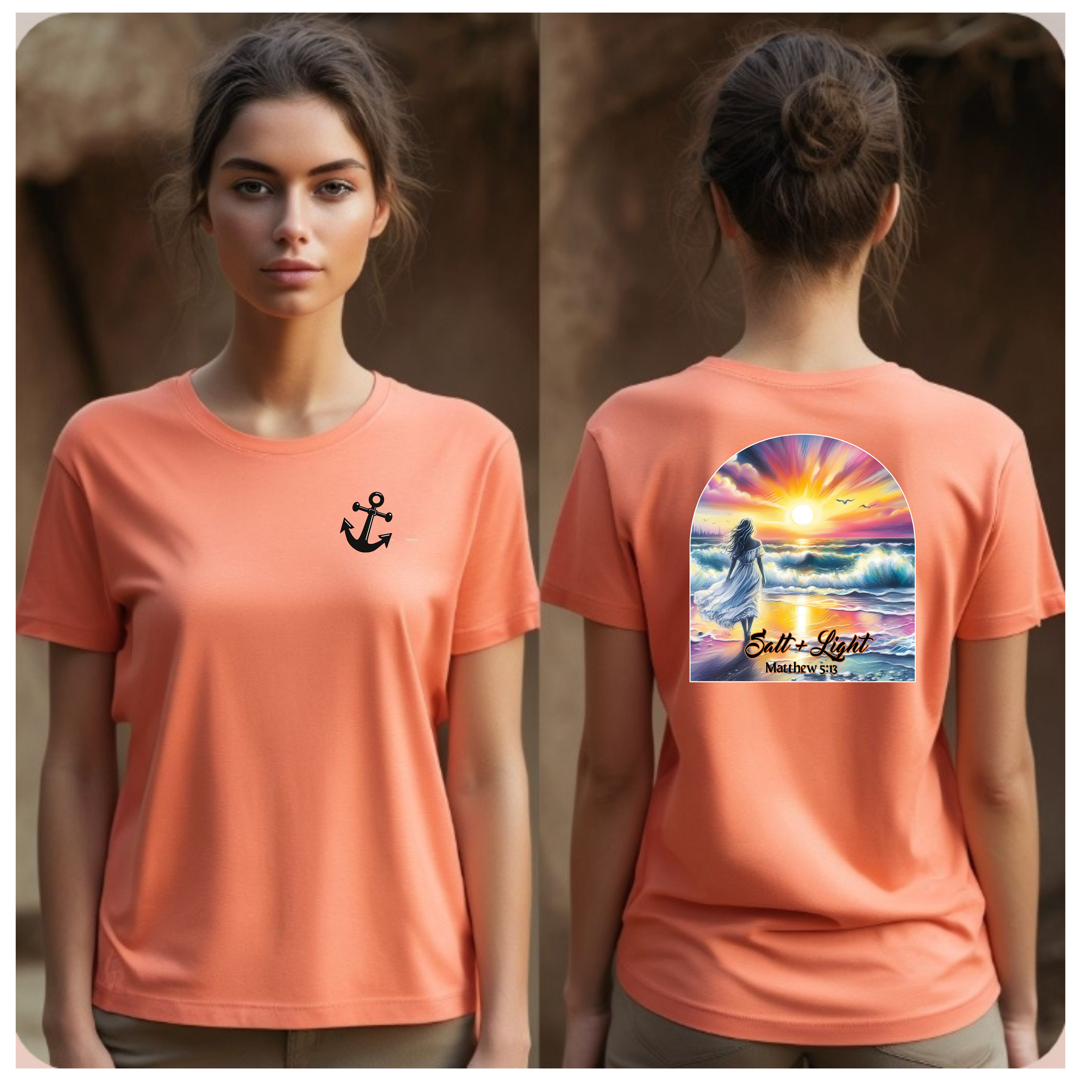 Scripture Salt &amp; Light Sunset Beach T-Shirt, Unisex Graphic Tee, Summer Vibes Shirt, Gift for Ocean Lovers, Casual Wear, Beach Trip Essential