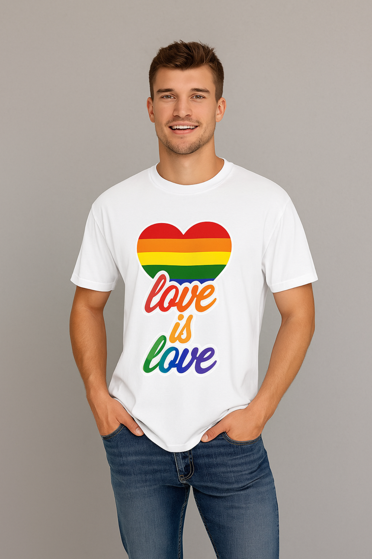 Pride Love is Love T-Shirt, Unisex Rainbow Tee, LGBTQ+ Pride Apparel, Gift for Allies, Summer Casual Wear, Comfortable Everyday Shirt Pride Love is Love T-Shirt, Unisex Rainbow Tee, LGBTQ+ Pride Apparel, Gift for Allies, Summer Casual Wear, Comfortable Everyday Shirt