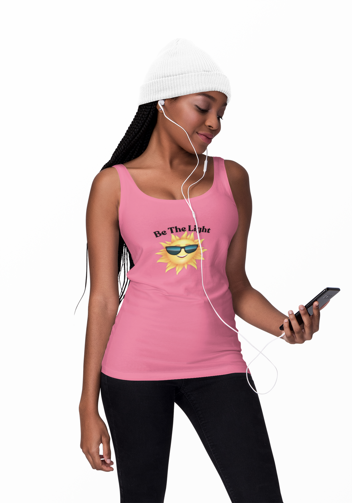 "Be The Light" - and Look Cool Doing It! 😎 Women’s Racerback Tank Top - Motivational Summer Wear product thumbnail image