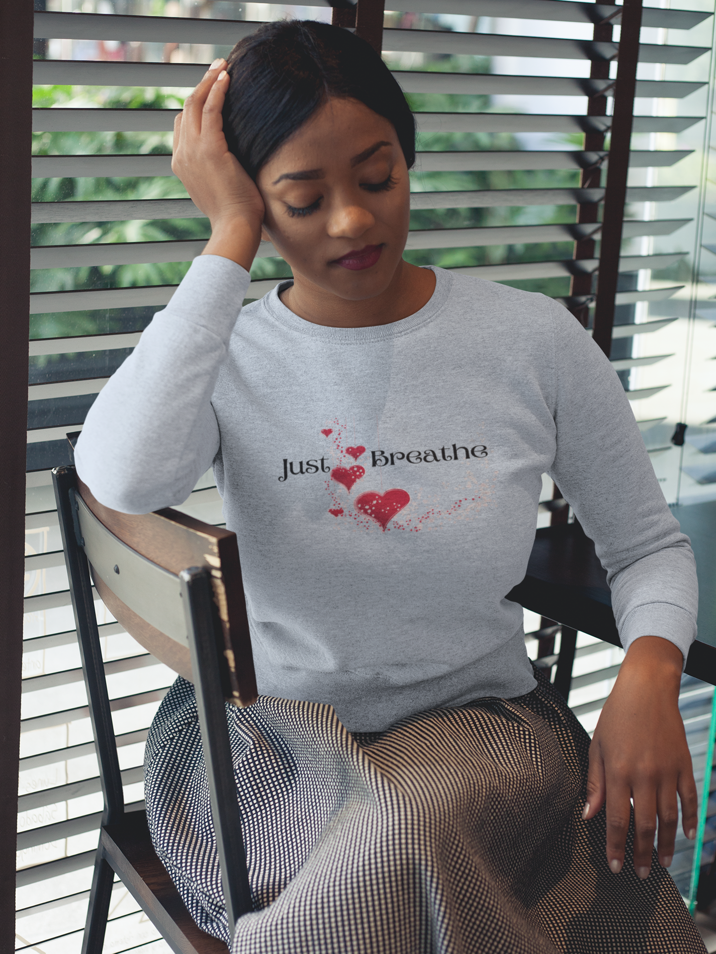 "Just Breathe" Heart Sweatshirt | Unisex Heavy Blend™ Crewneck product thumbnail image "Just Breathe" Heart Sweatshirt | Unisex Heavy Blend™ Crewneck product thumbnail image