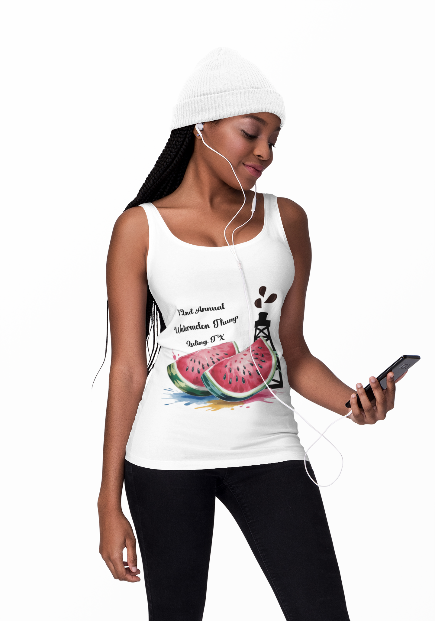 Unisex Heavy Cotton Tank Top with Watermelon Graphic - Summer Vibes, Beach Wear, Outdoor Activities, Gifts for Foodies, Casual Fashion product thumbnail image