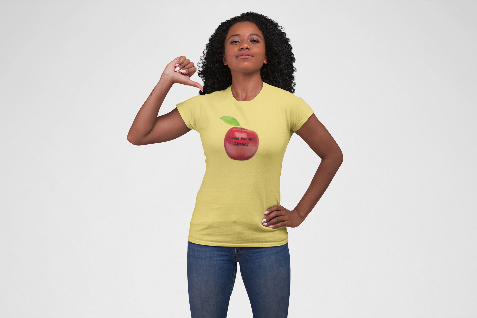 "Sweet Enough Already" Apple, Unisex Jersey Short Sleeve Tee product thumbnail image "Sweet Enough Already" Apple, Unisex Jersey Short Sleeve Tee product thumbnail image