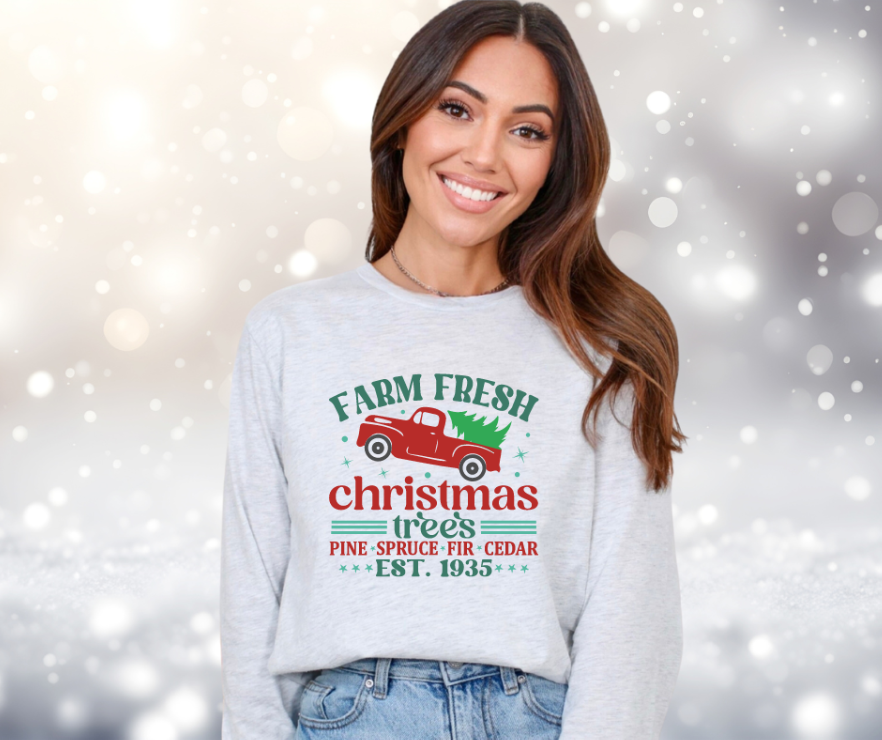 Farm Fresh Christmas Trees Gildan Ultra Cotton Long Sleeve Tee, Christmas T-Shirt