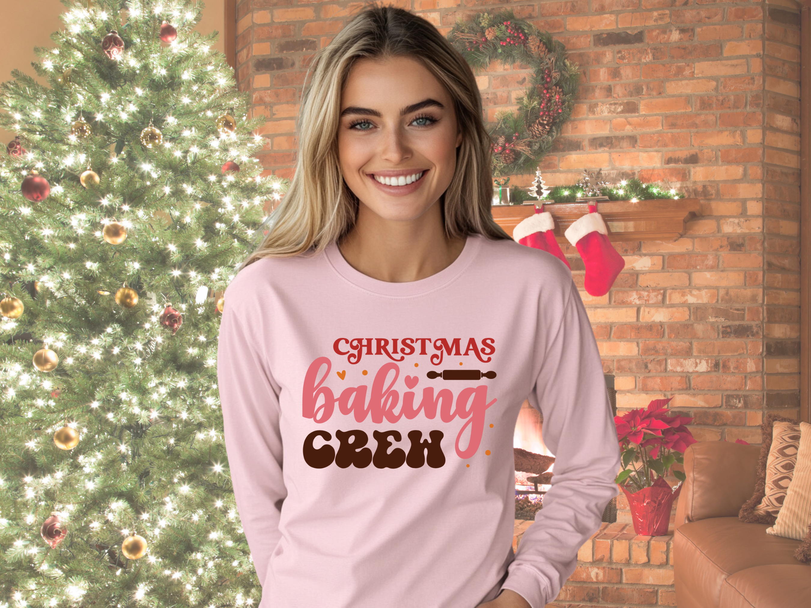 Christmas Baking Crew Gildan Ultra Cotton Long Sleeve Tee, Christmas T-Shirt