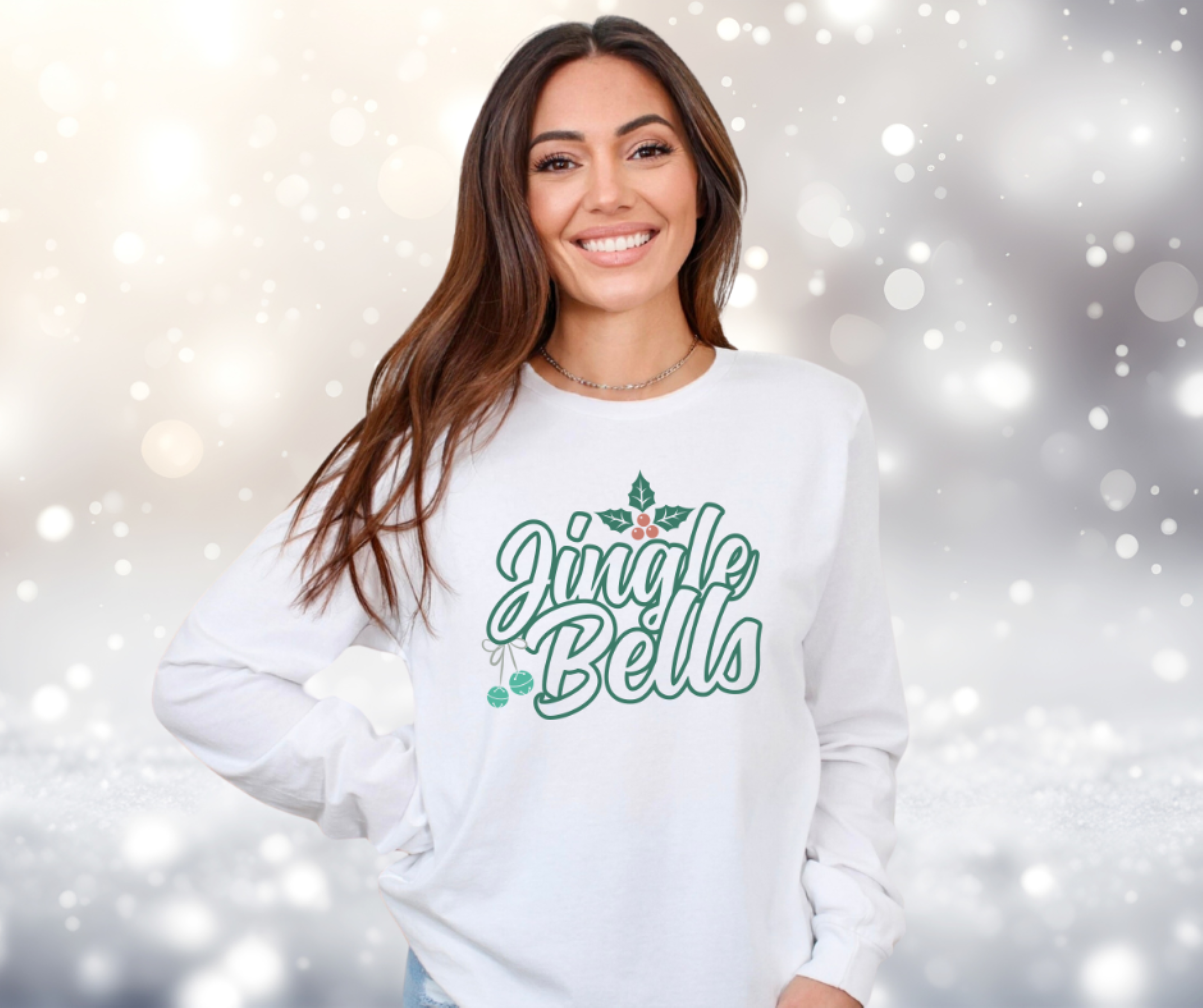 Jingle Bells Gildan Ultra Cotton Long Sleeve Tee, Christmas T-Shirt