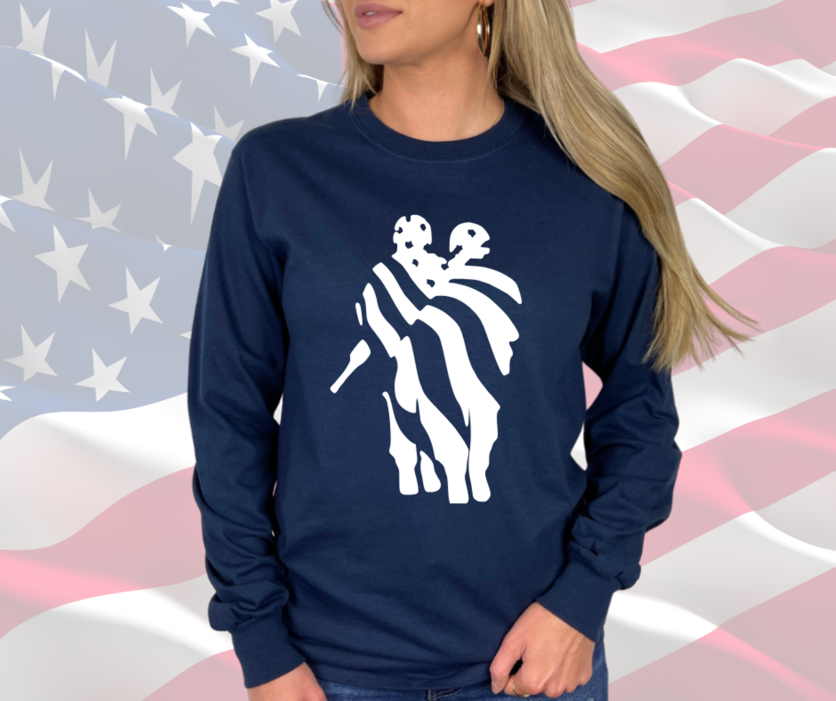 Military Distressed Flag Patriotic TShirt for Men or Women, Gildan Unisex Ultra Cotton Long Sleeve Tee, Patriotic Tees