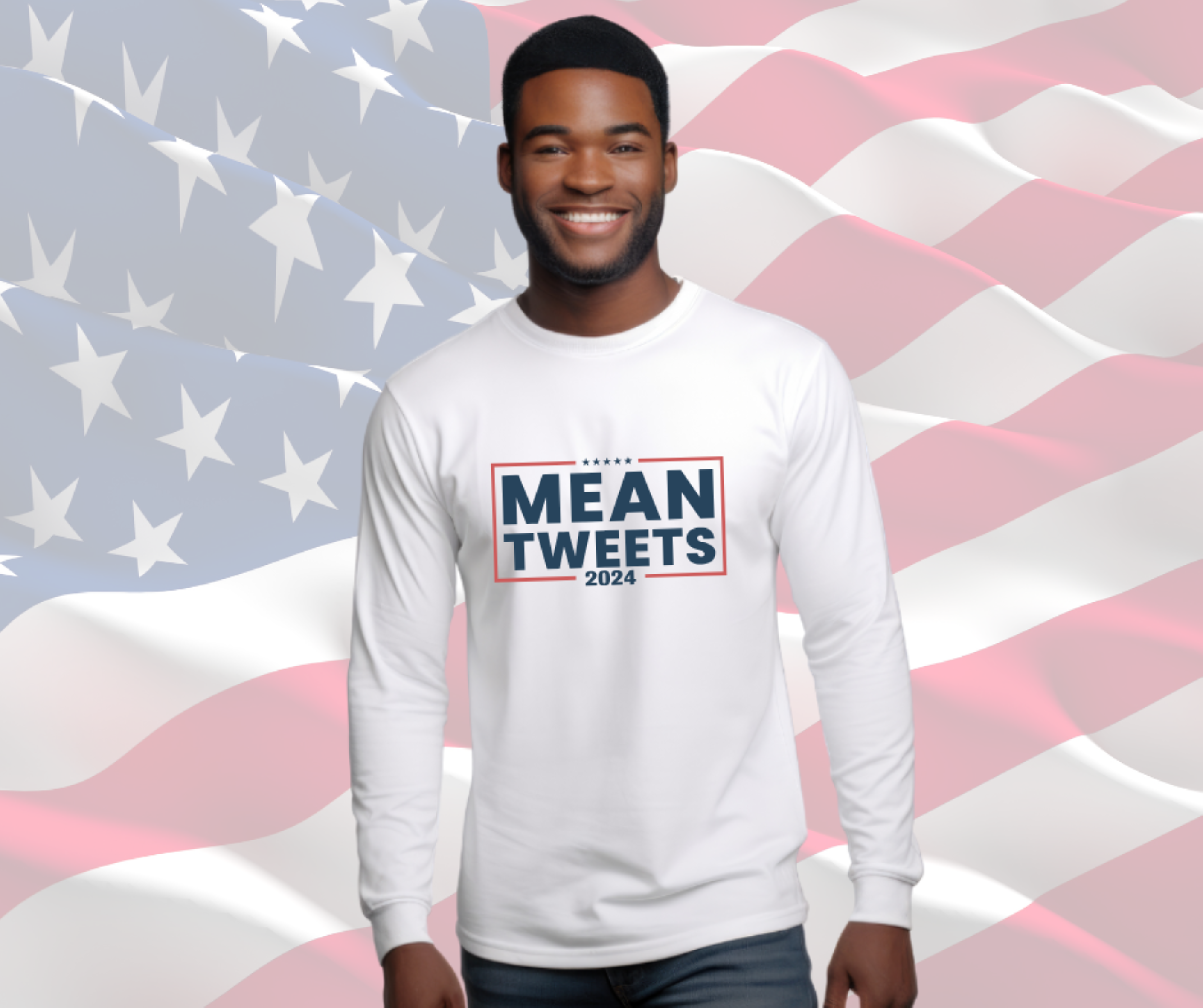 Mean Tweets 2024 Patriotic Tee, Gildan Ultra Cotton Long Sleeve Tee, Patriotic T-Shirt