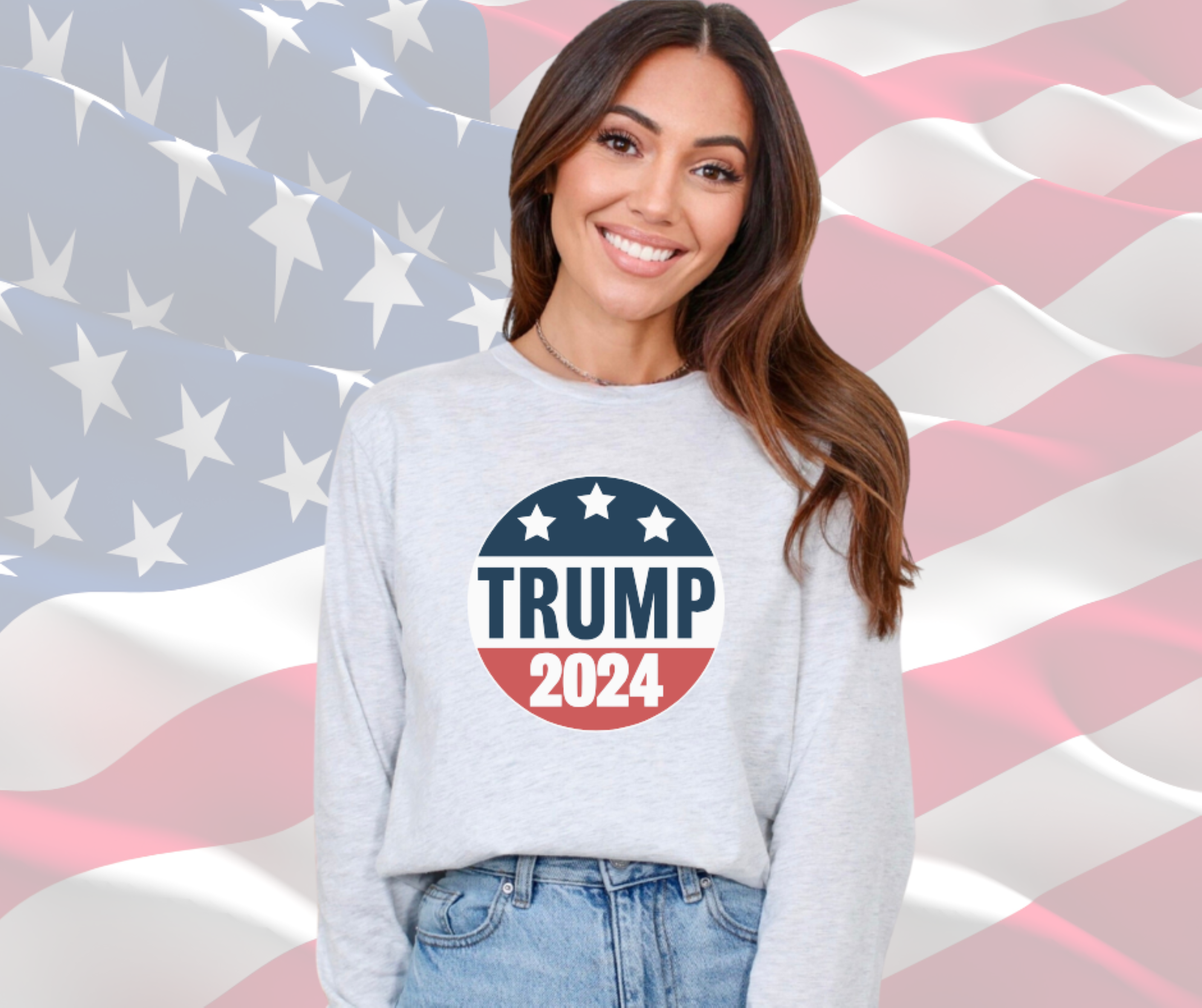 Trump 2024 Shirt, Patriotic Tee, Gildan Ultra Cotton Long Sleeve Tee, Trump Shirt