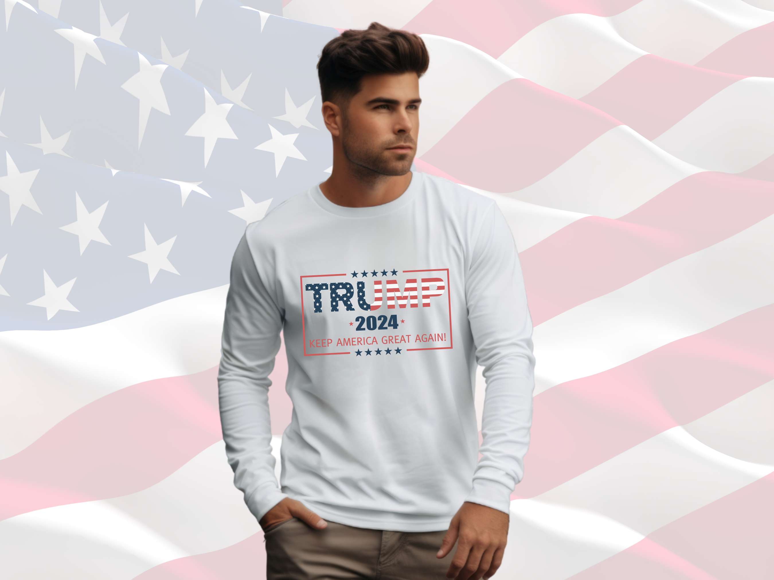 Keep America Great Again Patriotic Tee, Gildan Ultra Cotton Long Sleeve Tee, Trump Shirt