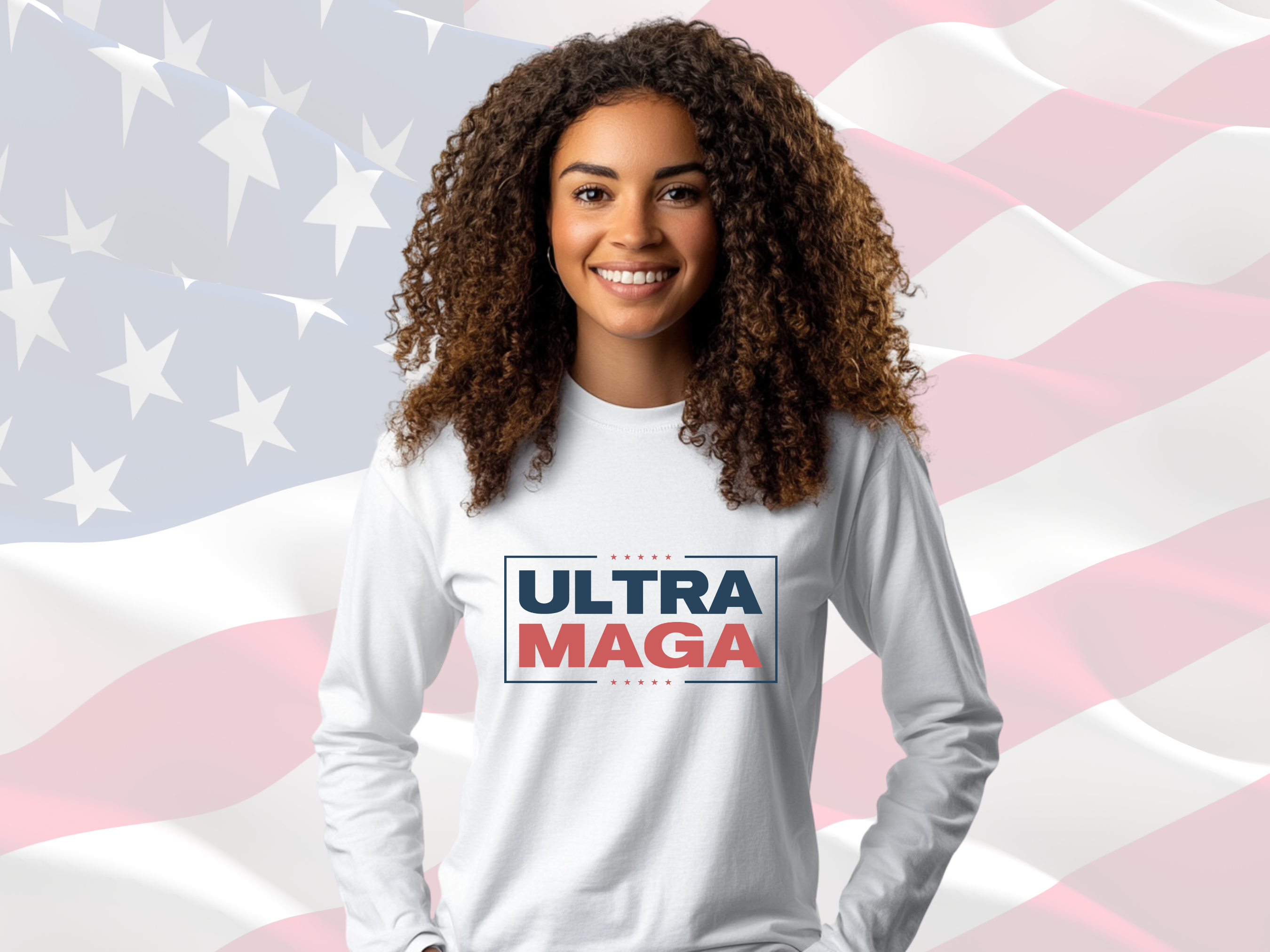 Ultra MAGA Patriotic Tee, Gildan Ultra Cotton Long Sleeve Tee, MAGA Shirt