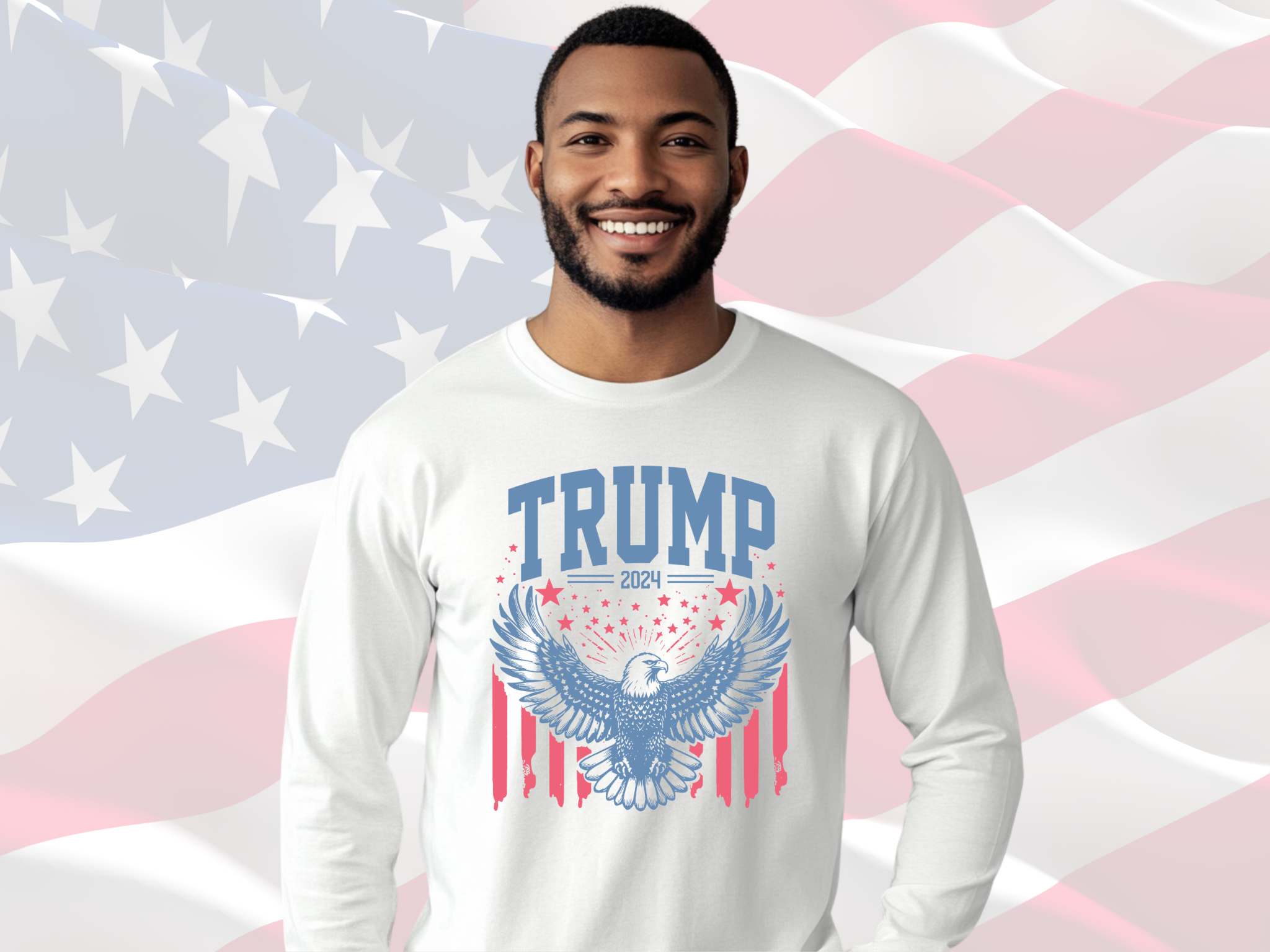 Trump 2024 Eagle Shirt, Patriotic Tee, Gildan Ultra Cotton Long Sleeve Tee, Trump Shirt product thumbnail image