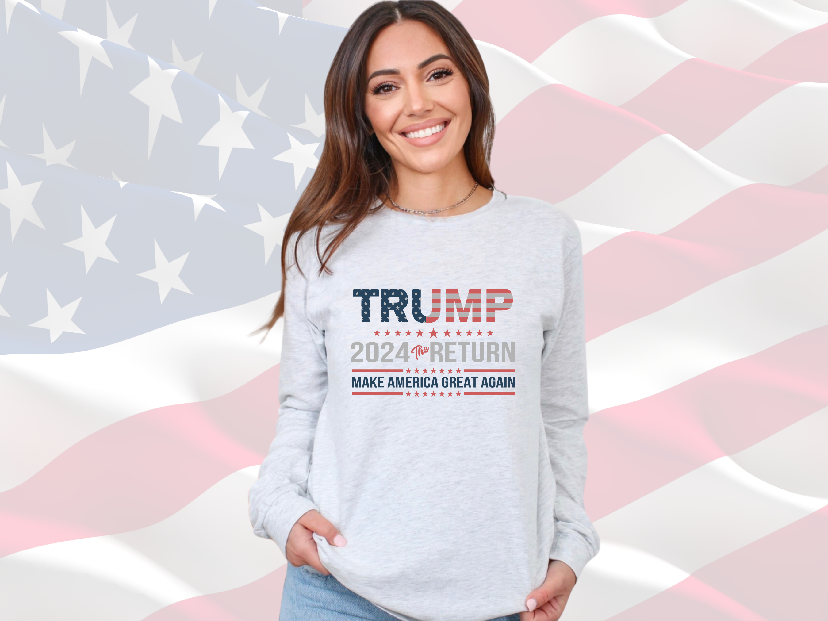 Trump 2024 The Return Shirt, Patriotic Tee, Gildan Ultra Cotton Long Sleeve Tee, MAGA Shirt
