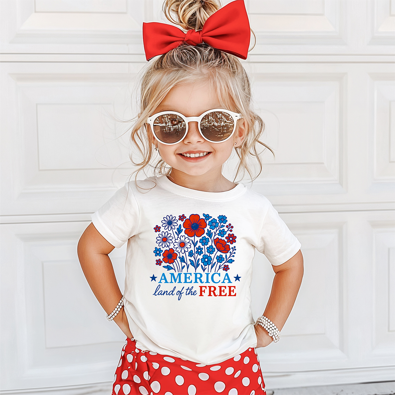 Toddler "American Flower" Tee, Patriotic, Summer, Independence Day Outfit product thumbnail image Toddler "American Flower" Tee, Patriotic, Summer, Independence Day Outfit product thumbnail image
