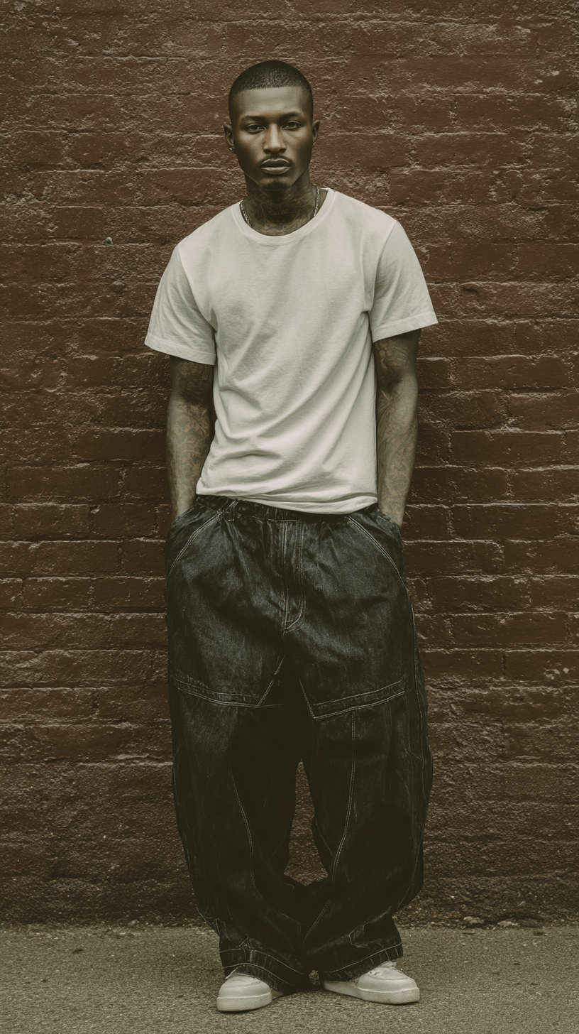 Futuristic Striped Anime Character T-Shirt Design