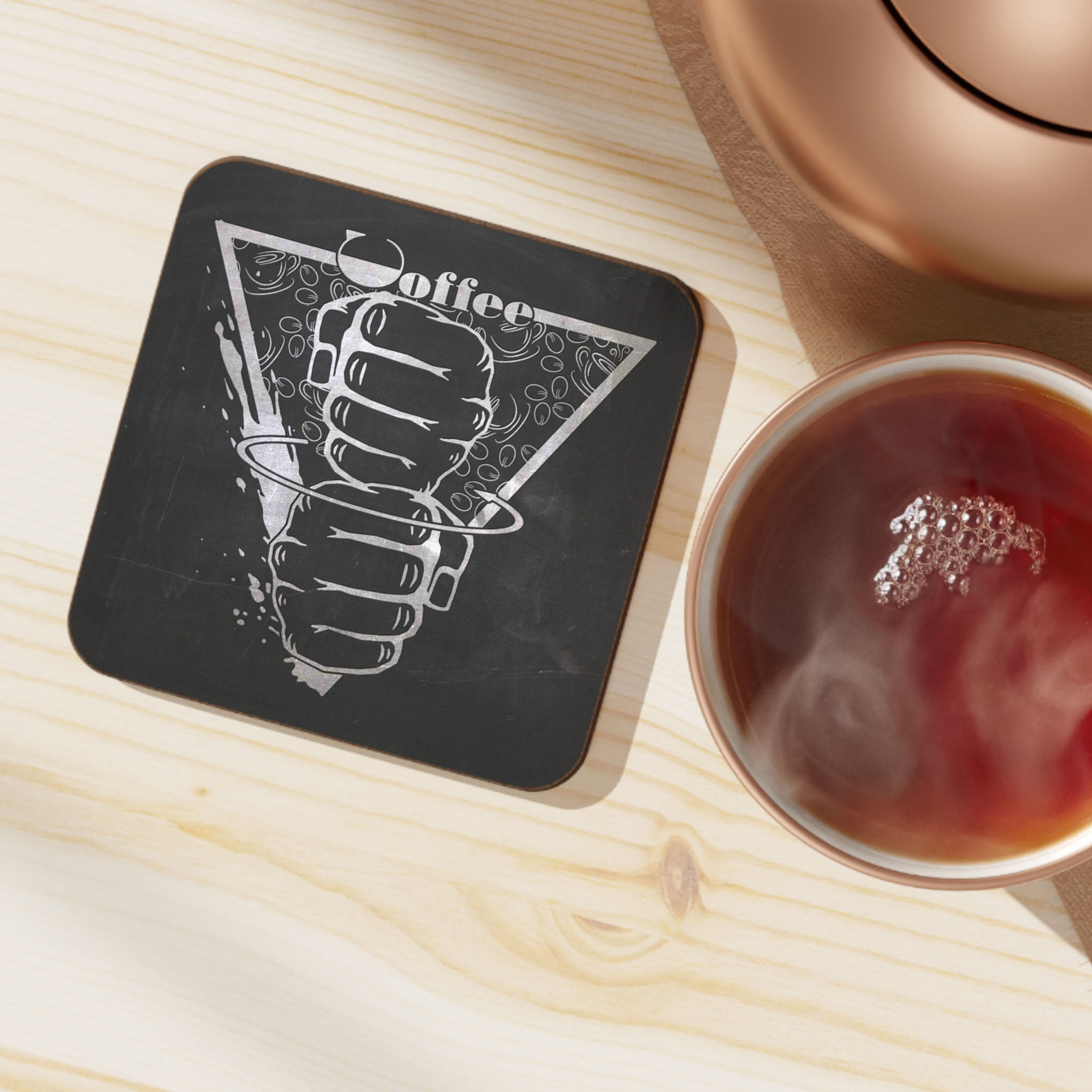 American Sign Language ASL Coffee Lover's Hardboard Coaster, But First Coffee Drinkware, Kitchen Decor, Gift for Barista, Espresso Lovers