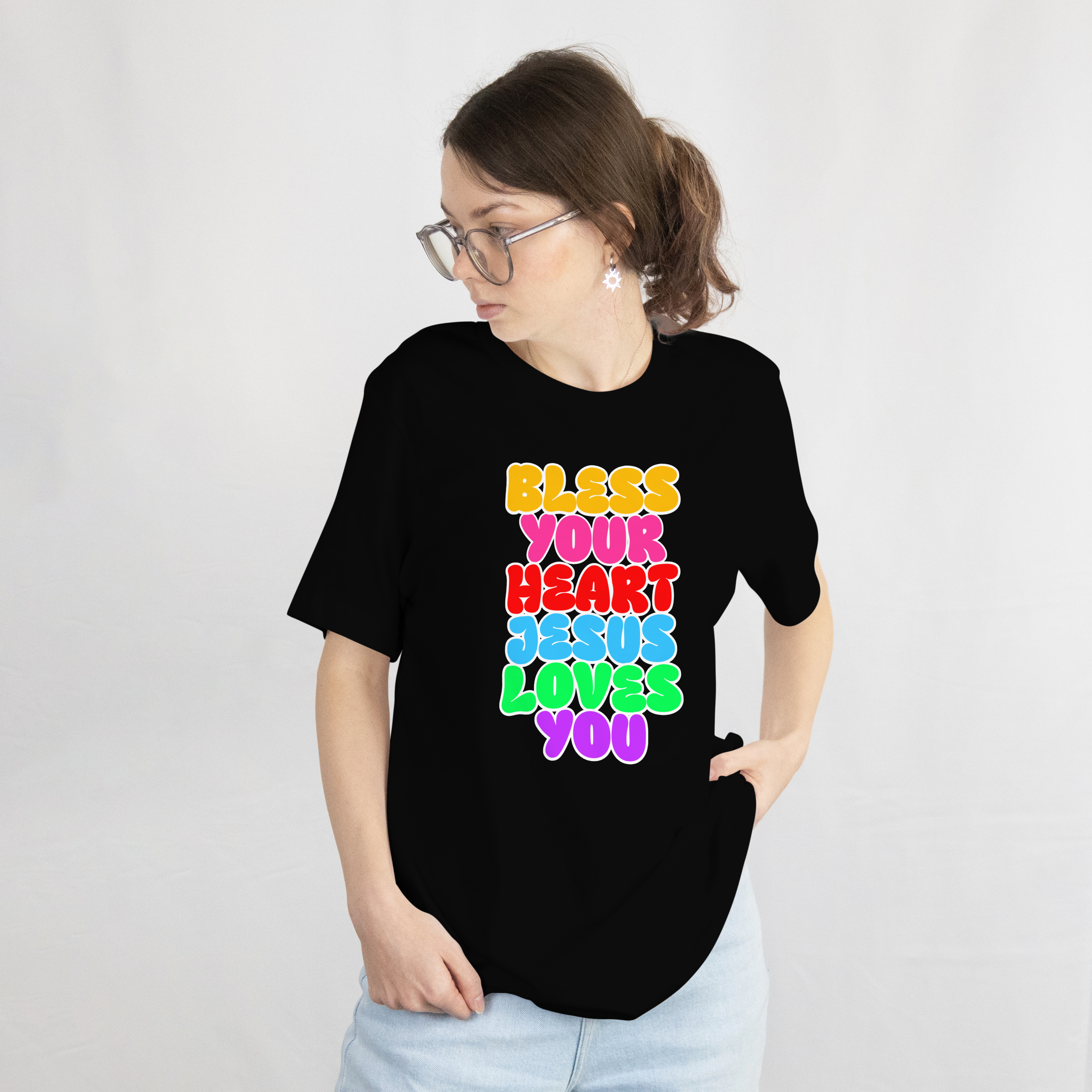 Colorful Jesus Loves You T-Shirt, Unisex Softstyle Tee, Faith Shirt, Christian Gift, Inspirational Apparel