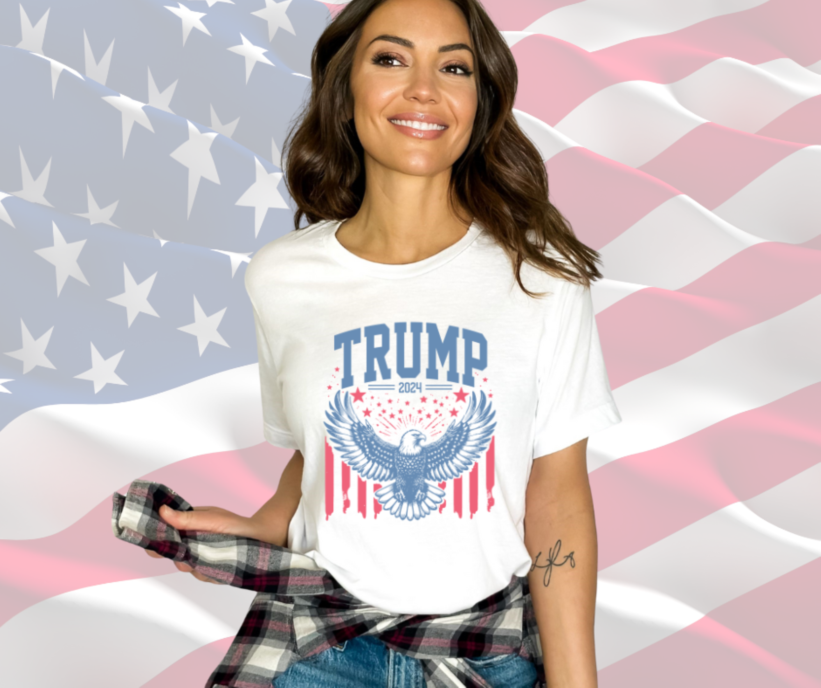 Trump Eagle Shirt, Patriotic T-Shirt for Men &amp; Women, Gilden Unisex Softstyle Short Sleeve Tee, Trump Eagle T-Shirt product thumbnail image