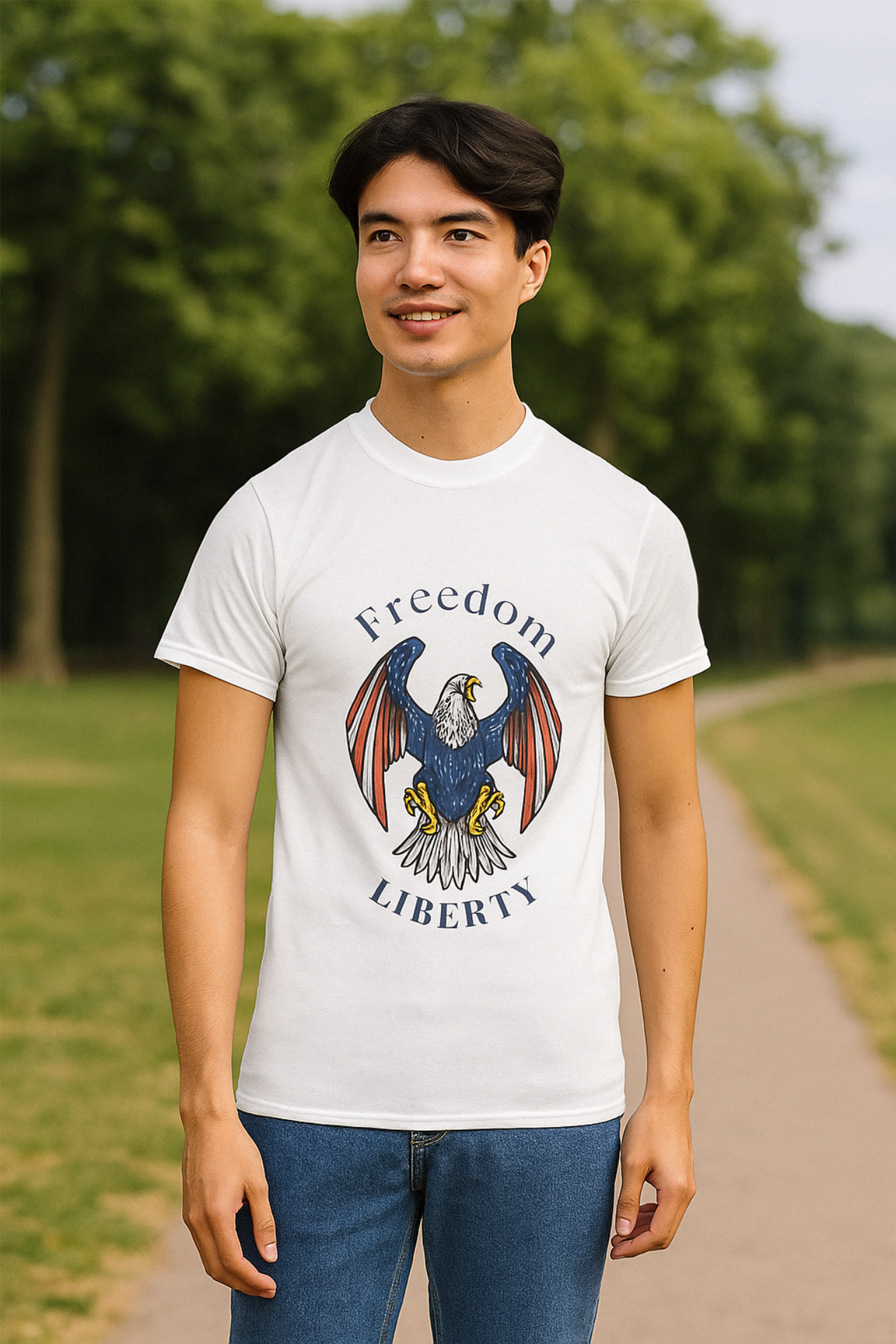 Freedom Liberty Eagle T-Shirt Patriotic Unisex Tee for 4th of July USA Independence Day Shirt American Flag Bald Eagle Graphic Tee product thumbnail image Freedom Liberty Eagle T-Shirt Patriotic Unisex Tee for 4th of July USA Independence Day Shirt American Flag Bald Eagle Graphic Tee product thumbnail image