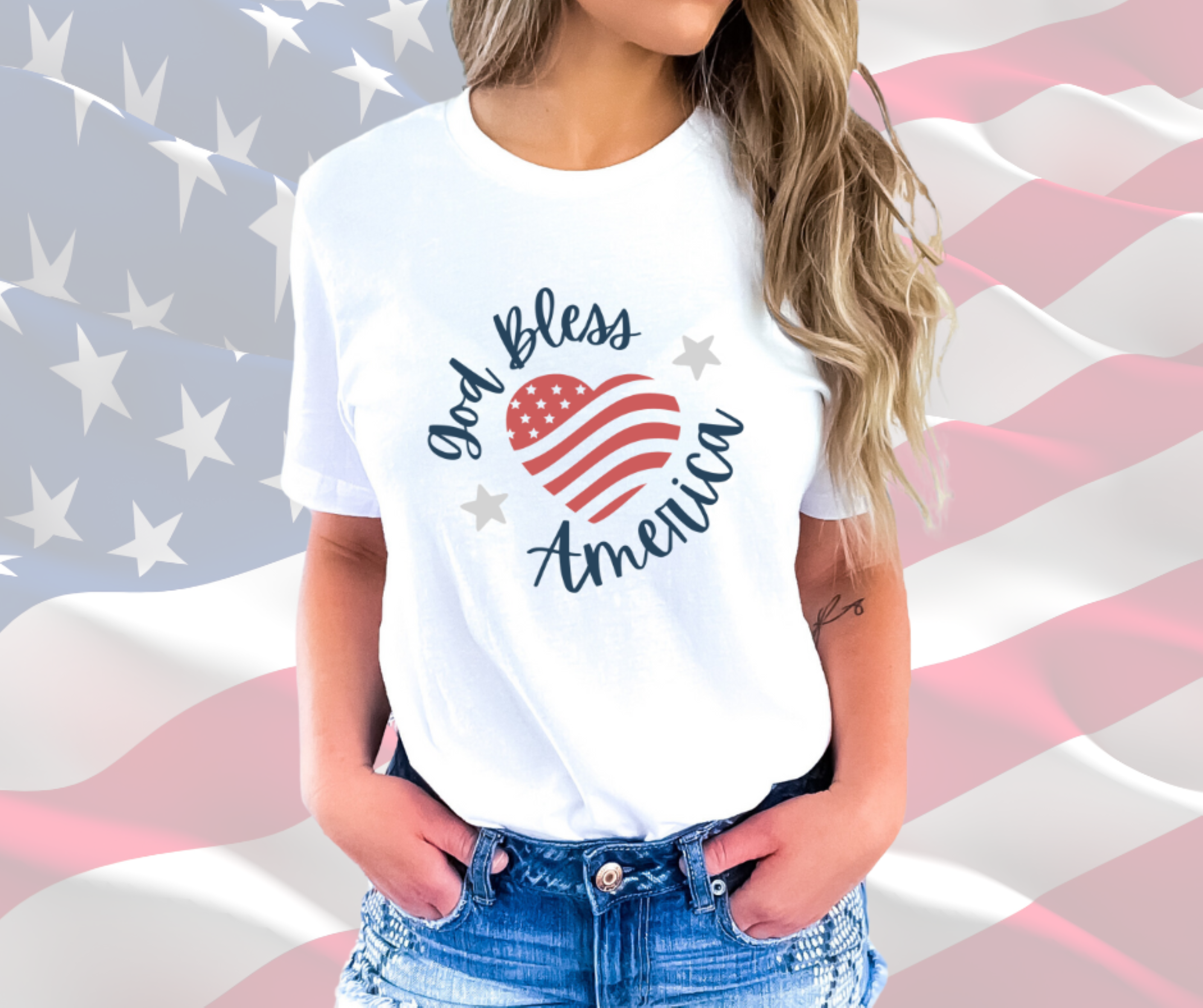 God Bless America Patriotic T-Shirt for Men &amp; Women, Gilden Unisex Softstyle Short Sleeve Tee, Christian Patriotic Tee
