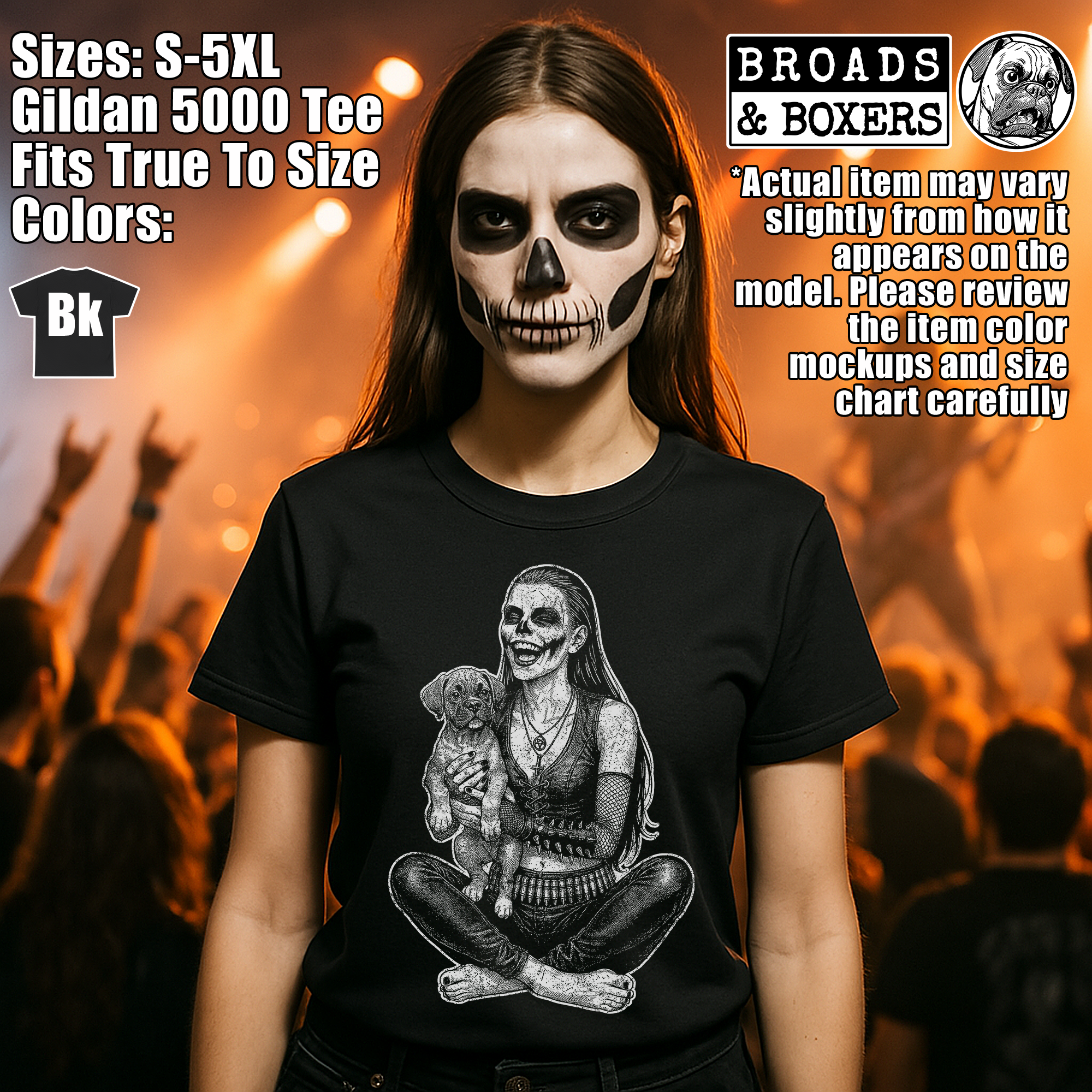 Metal Maiden And Her Boxer Puppy Shirt | Black Metal, Heavy Metalhead Boxer Mom T-Shirt | Gothic Headbanger And Boxer Dog Tee | Goth Punk T product thumbnail image Metal Maiden And Her Boxer Puppy Shirt | Black Metal, Heavy Metalhead Boxer Mom T-Shirt | Gothic Headbanger And Boxer Dog Tee | Goth Punk T product thumbnail image