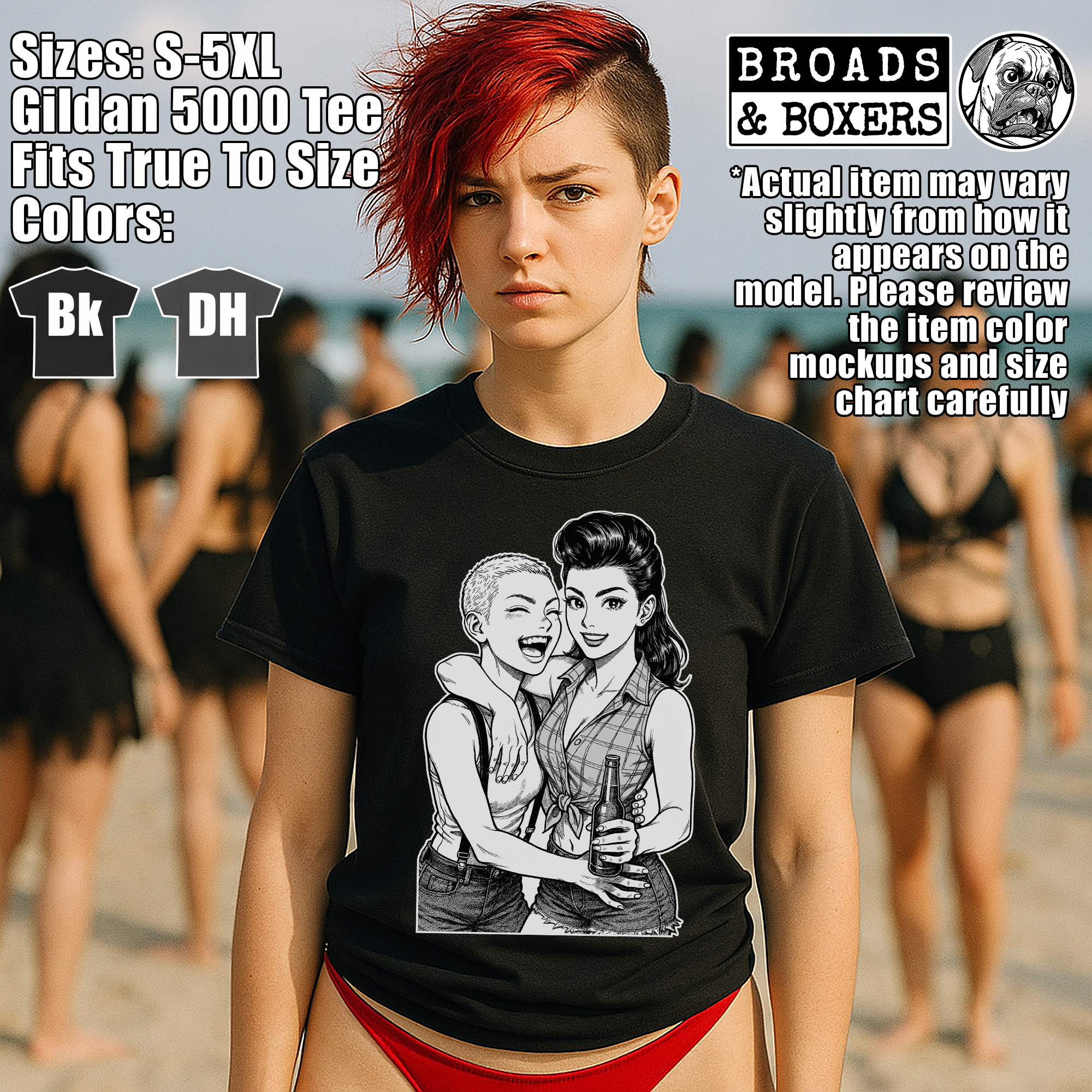 Rude Girl &amp; Rockabilly Betty Besties Party T-Shirt | Riot Grrl Shirt | Punk Rock Tee | Vintage Rockabilly Fashion | Retro Pin-Up Girl TShirt product thumbnail image