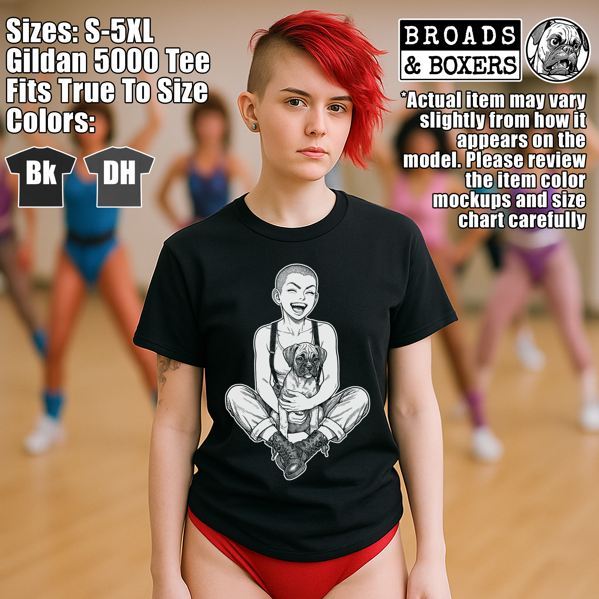 Rude Girl Punk Rocker Boxer Puppy Tee | Rebel Ska Riot Grrl T-Shirt | Fierce Alternative Dog Art | Edgy Streetwear for Boxer Dog Lovers