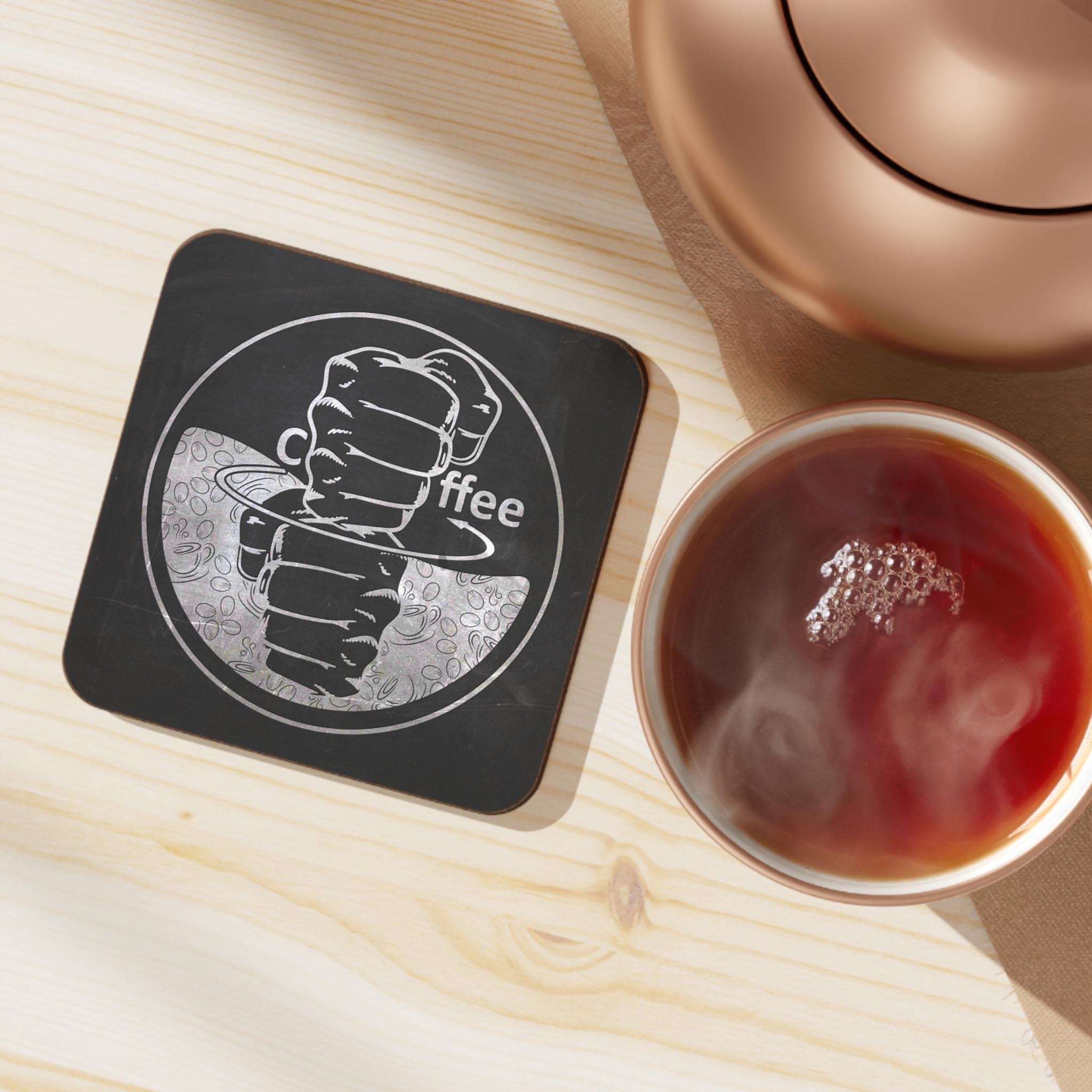 American Sign Language ASL Coffee Lover's Hardboard Coaster, But First Coffee Drinkware, Kitchen Decor, Gift for Barista, Espresso Lovers