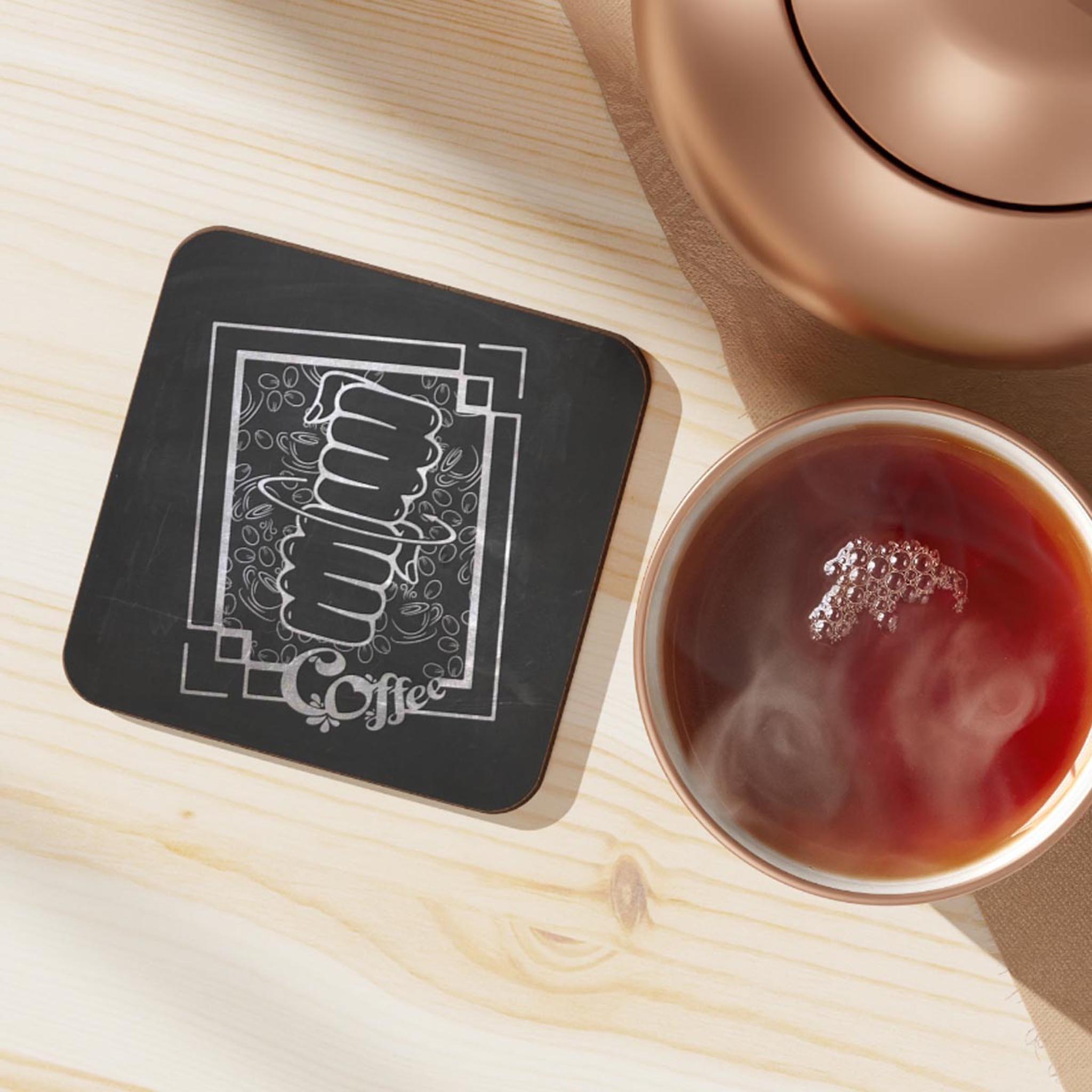 American Sign Language ASL Coffee Lover's Hardboard Coaster, But First Coffee Drinkware, Kitchen Decor, Gift for Barista, Espresso Lovers