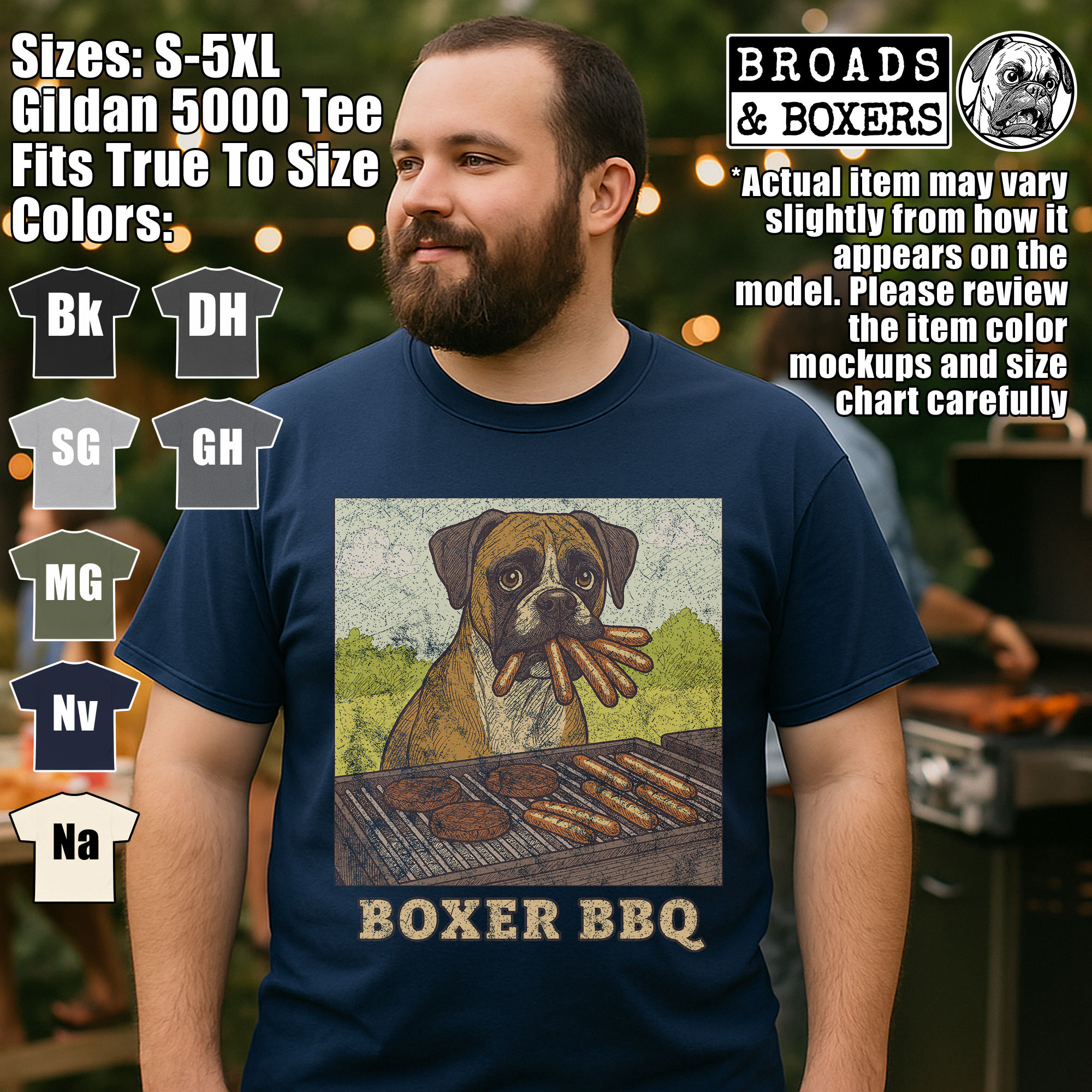 Funny Boxer BBQ Dog T-Shirt | Grill Master Tee For Memorial Day, Father's Day and 4th Of July | Backyard Cookout And Barbecue Party Gift T