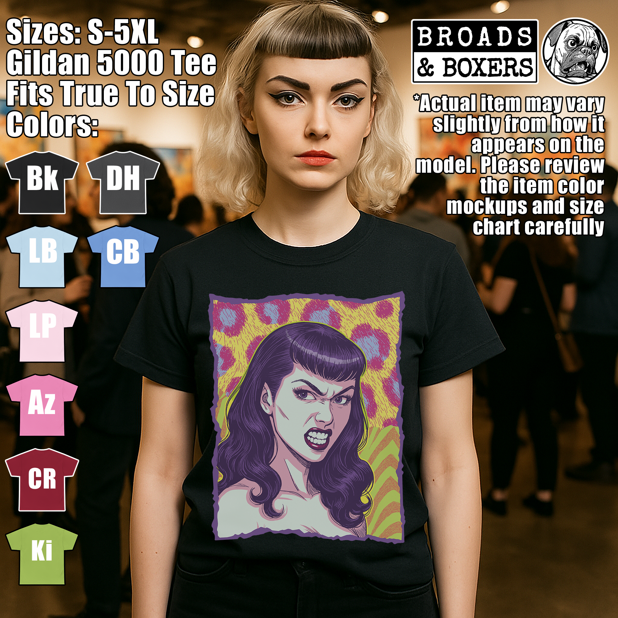 Psychedelic Pop-Art, Vintage Glamour Pin-Up, Fierce Animal Print T-Shirt for Bold Fashion Lovers, Drag Shows And Burlesque Icons | Scowl product thumbnail image
