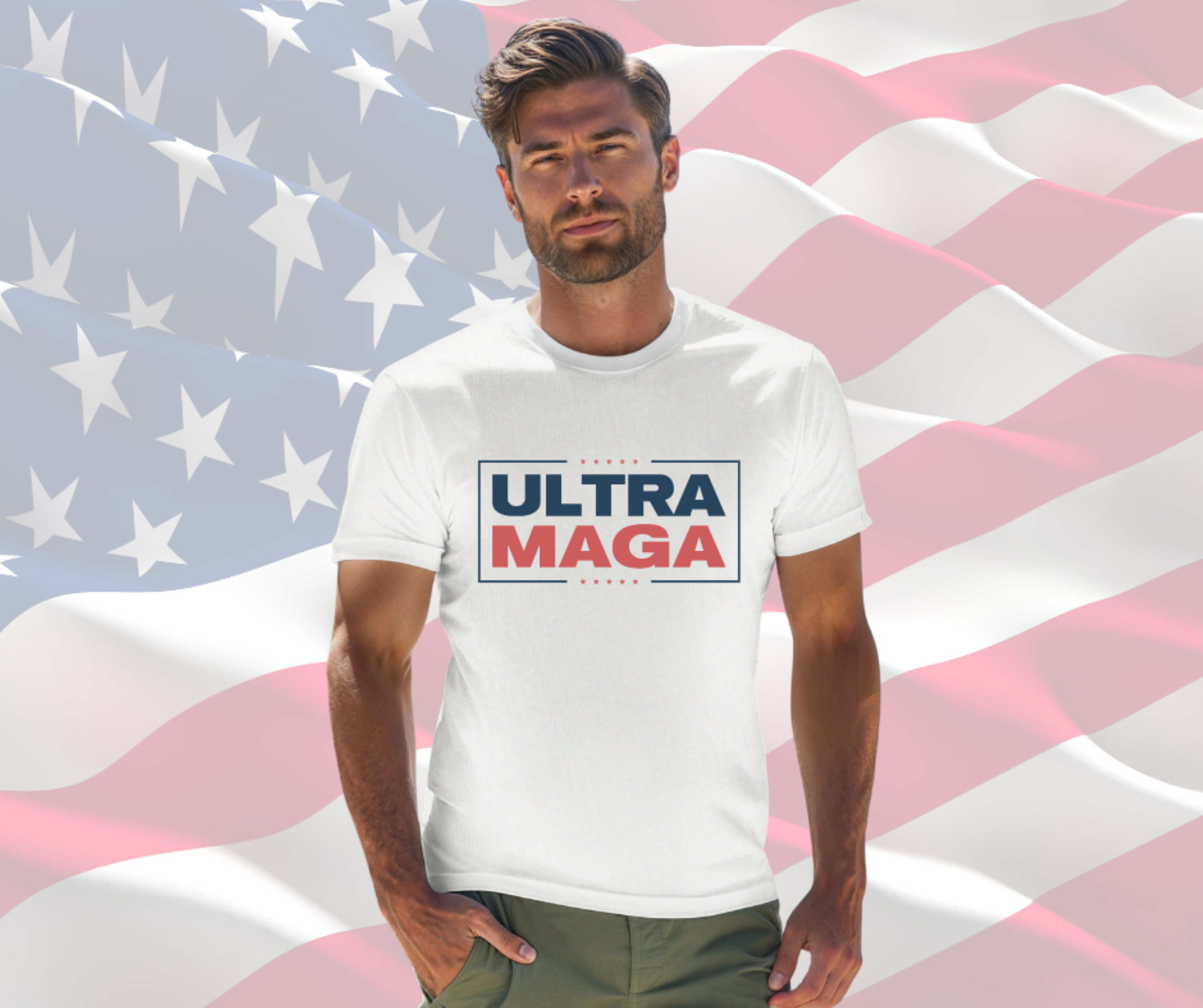 Ultra MAGA Trump Shirt, Patriotic T-Shirt for Men &amp; Women, Gilden Unisex Softstyle Short Sleeve Tee, Trump TShirt 2024 product thumbnail image