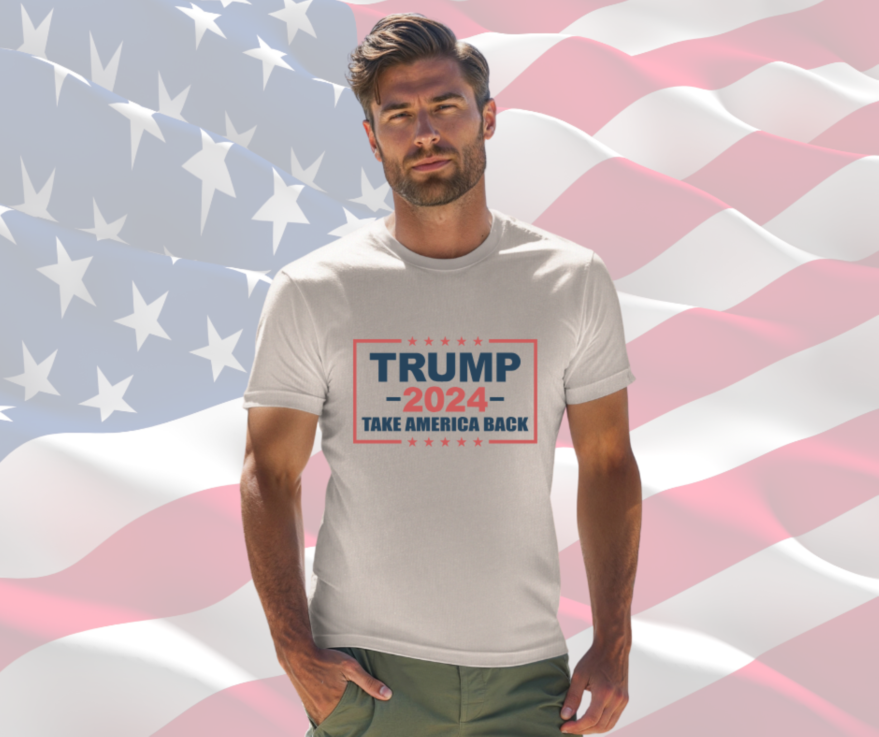 Trump 2024 Take America Back Shirt, Patriotic T-Shirt for Men &amp; Women, Gilden Unisex Softstyle Short Sleeve Tee, Trump TShirt 2024