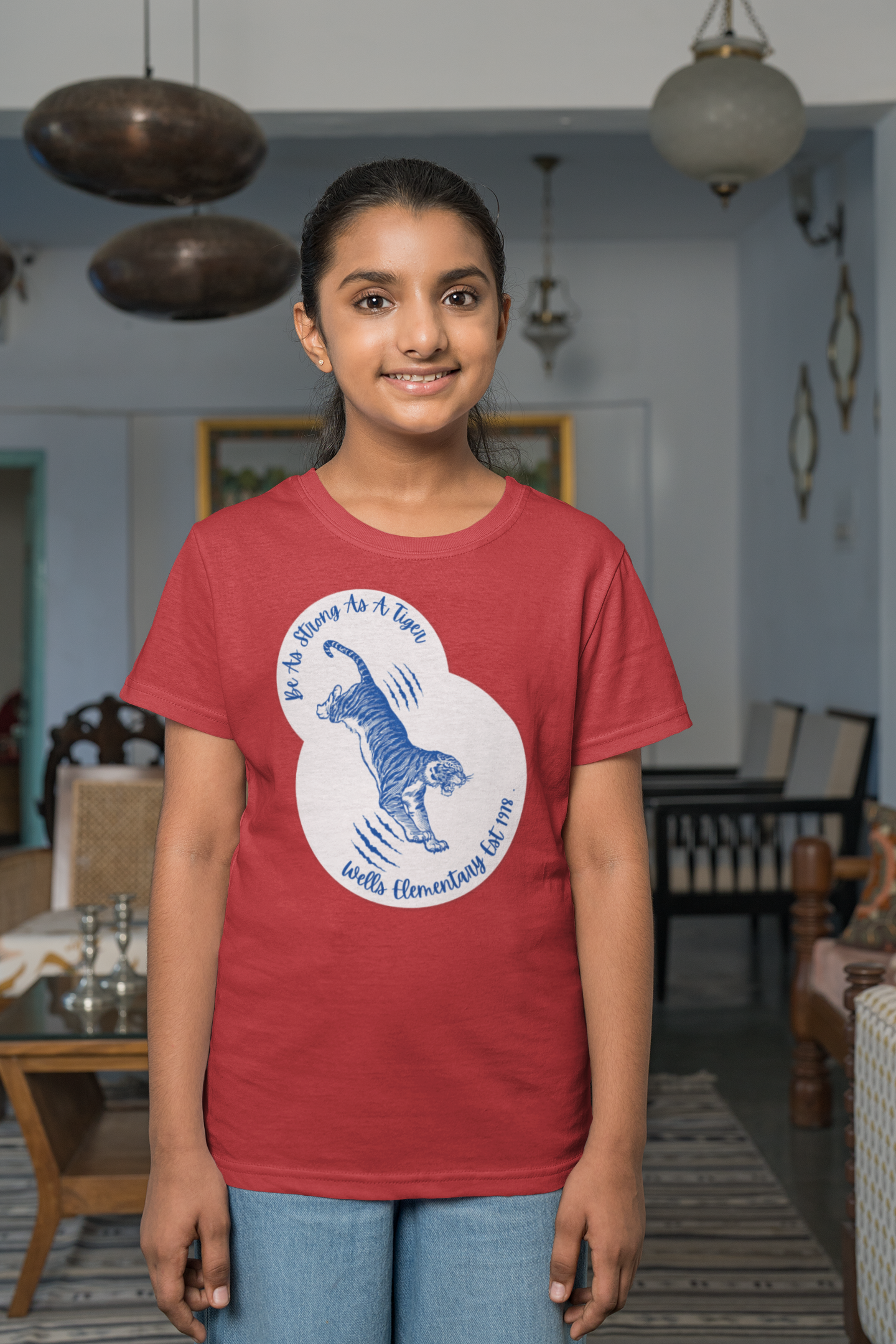 Wells Tigers Red and Blue Tiger Pride Spirit Shirt product thumbnail image Wells Tigers Red and Blue Tiger Pride Spirit Shirt product thumbnail image