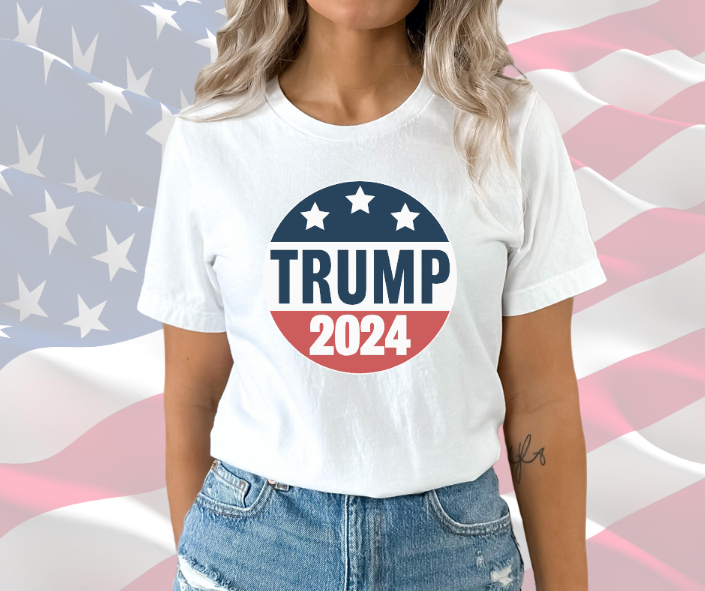 Trump 2024 Shirt, Patriotic T-Shirt for Men &amp; Women, Gilden Unisex Softstyle Short Sleeve Tee, Trump TShirt 2024 product thumbnail image