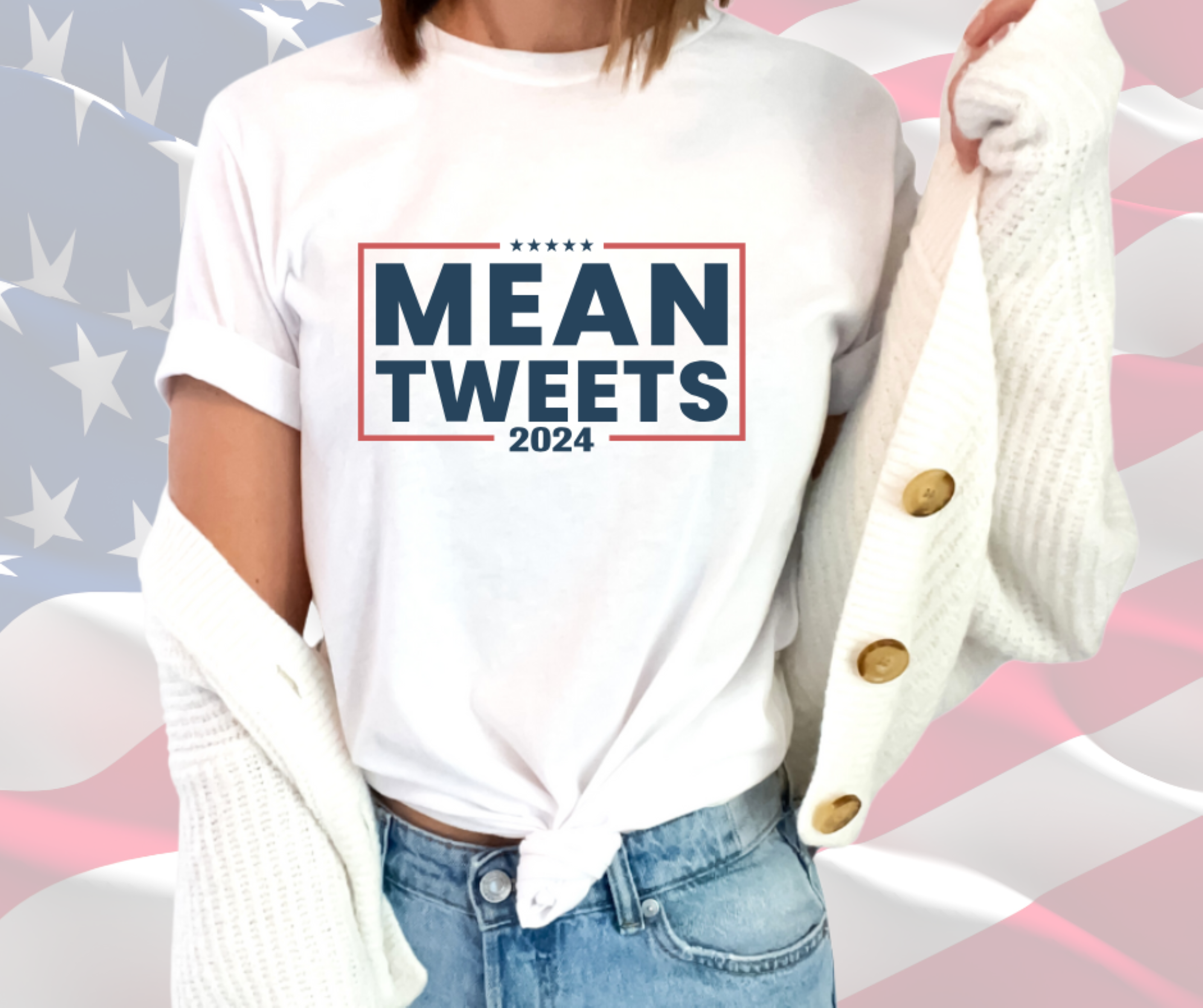 Mean Tweets Shirt, Patriotic T-Shirt for Men &amp; Women, Gilden Unisex Softstyle Short Sleeve Tee, Mean Tweets 2024