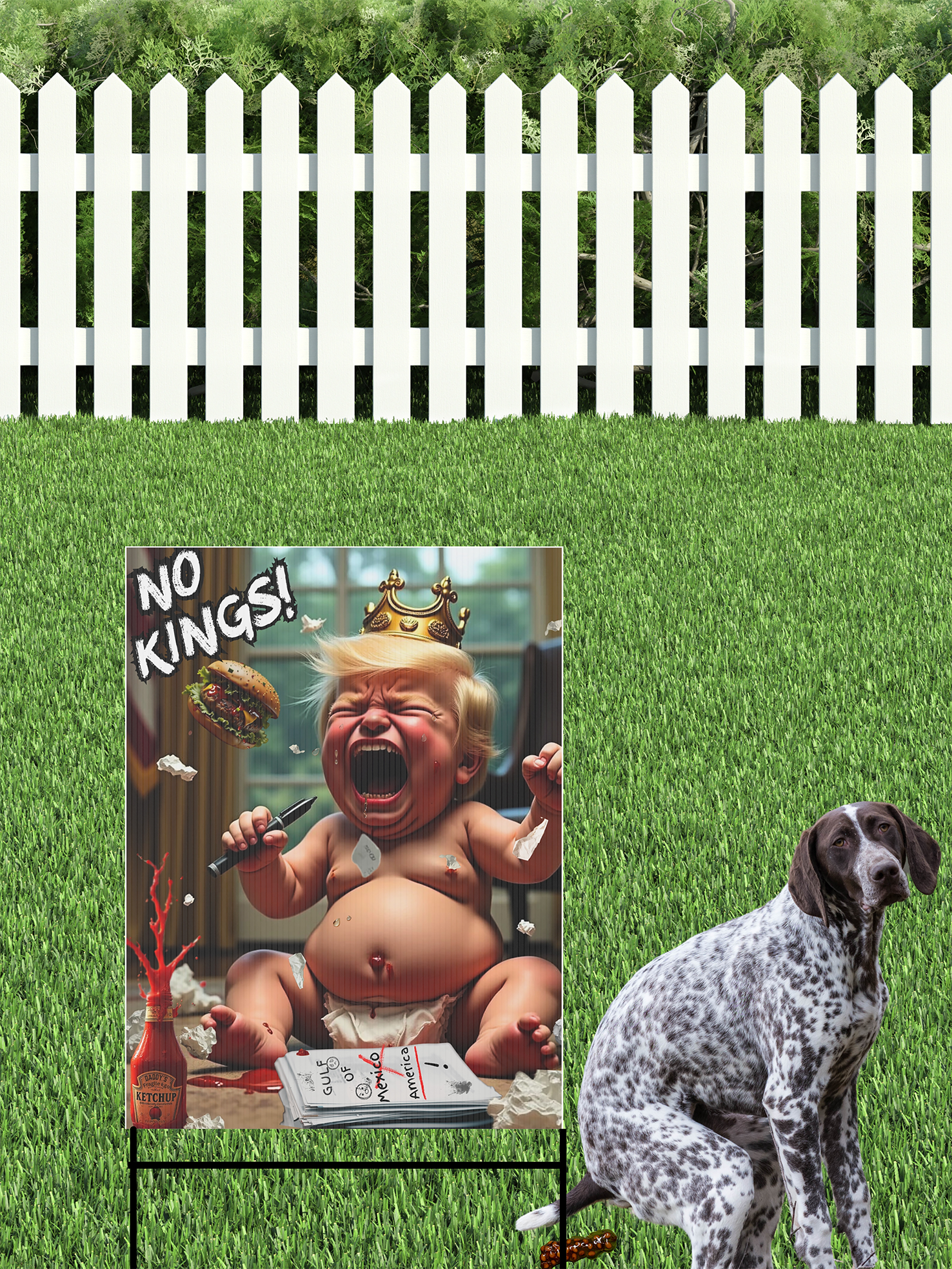 No Kings Day Trump Yard Sign, Fun Garden Decor, Outdoor Party Sign, Yard Art, Resist 