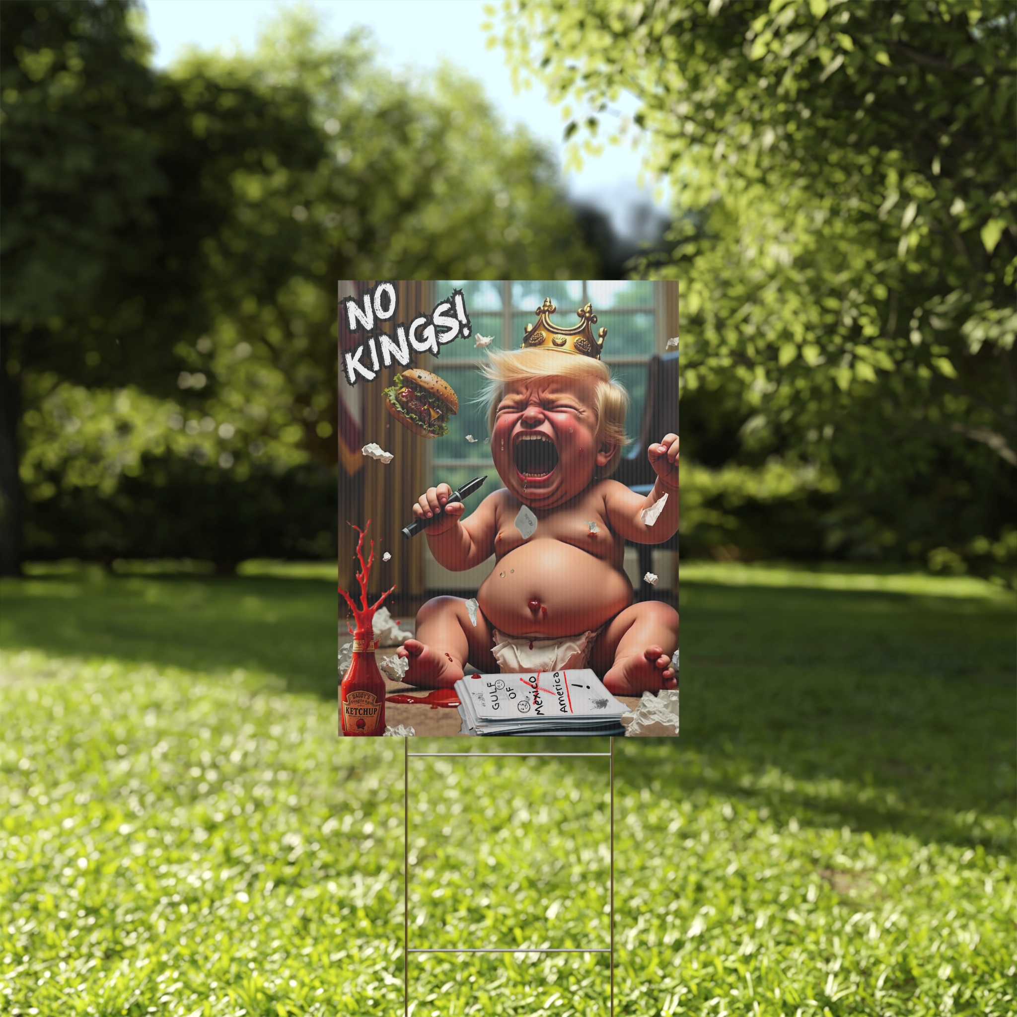 No Kings Day Trump Yard Sign, Fun Garden Decor, Outdoor Party Sign, Yard Art, Resist product thumbnail image No Kings Day Trump Yard Sign, Fun Garden Decor, Outdoor Party Sign, Yard Art, Resist product thumbnail image