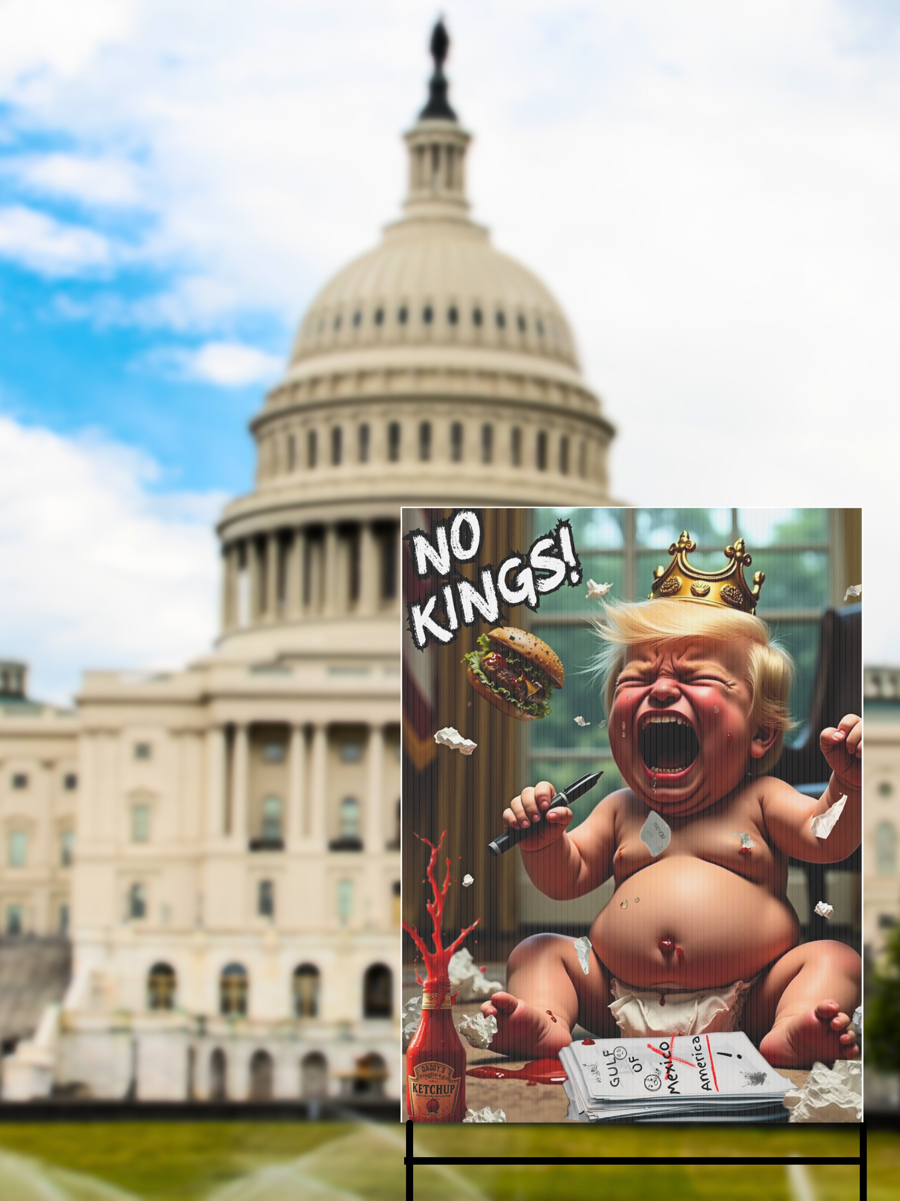 No Kings Day Trump Yard Sign, Fun Garden Decor, Outdoor Party Sign, Yard Art, Resist product thumbnail image No Kings Day Trump Yard Sign, Fun Garden Decor, Outdoor Party Sign, Yard Art, Resist product thumbnail image