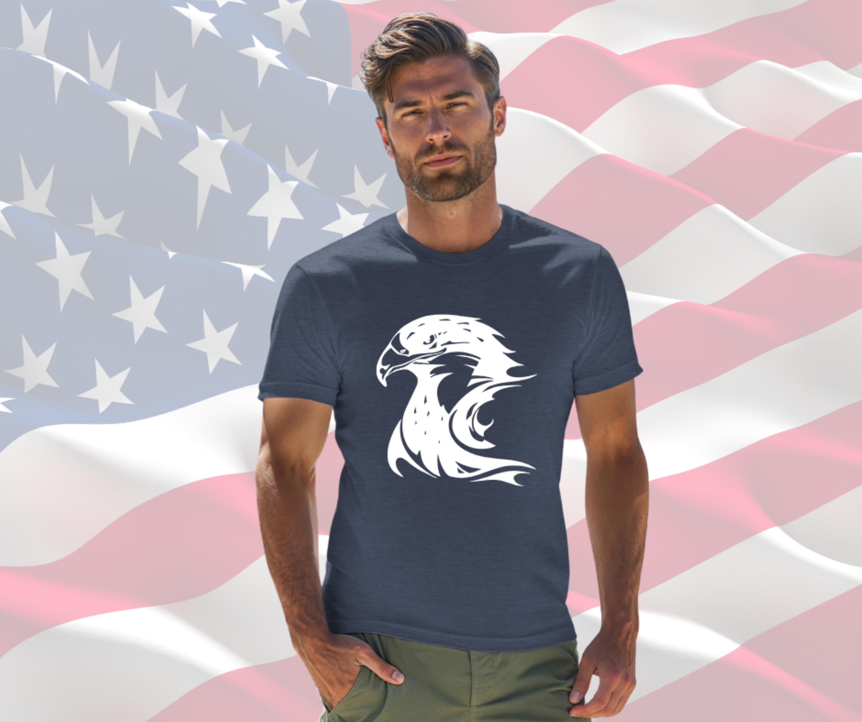 Eagle Patriotic T-Shirt for Men &amp; Women, Gilden Unisex Softstyle Short Sleeve Tee