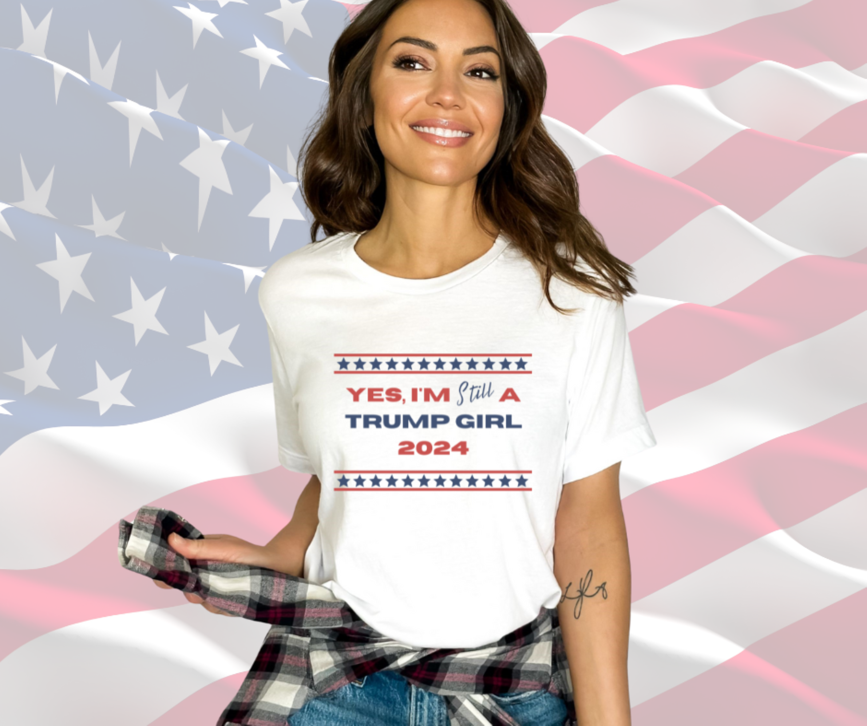 Yes I'm Still a Trump Girl Patriotic T-Shirt for Men &amp; Women, Gilden Unisex Softstyle Short Sleeve Tee, Trump 2024
