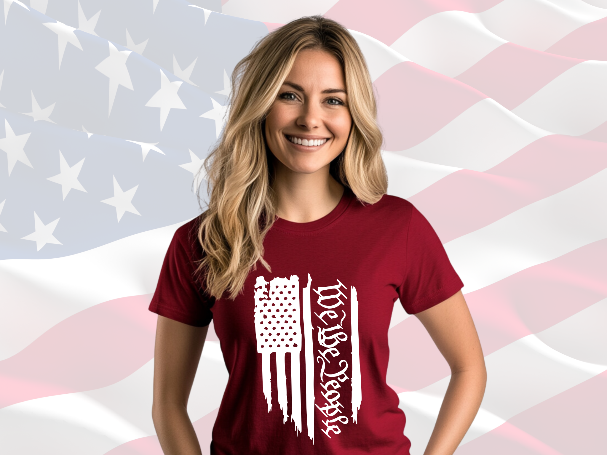 We the People Distressed American Flag Patriotic T-Shirt for Men &amp; Women, Gilden Unisex Softstyle Short Sleeve Tee