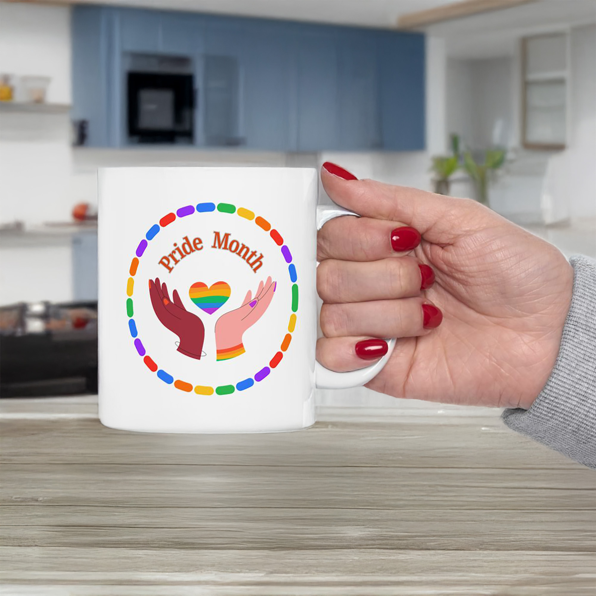 Pride Month Hands Ceramic Mug Rainbow Heart LGBTQ Coffee Cup Inclusive Pride Gift Colorful Equality Mug product thumbnail image Pride Month Hands Ceramic Mug Rainbow Heart LGBTQ Coffee Cup Inclusive Pride Gift Colorful Equality Mug product thumbnail image