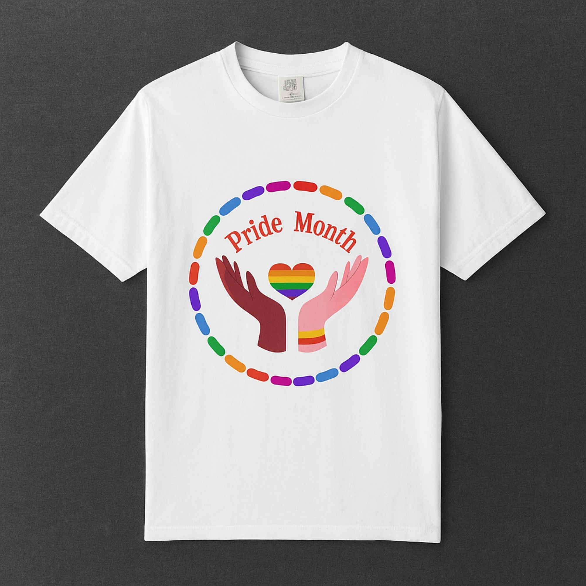 Pride Month Unisex T Shirt Celebrate Diversity Hands Holding Rainbow Heart Tee LGBTQ+ Equality Shirt Pride Festival Top product thumbnail image Pride Month Unisex T Shirt Celebrate Diversity Hands Holding Rainbow Heart Tee LGBTQ+ Equality Shirt Pride Festival Top product thumbnail image