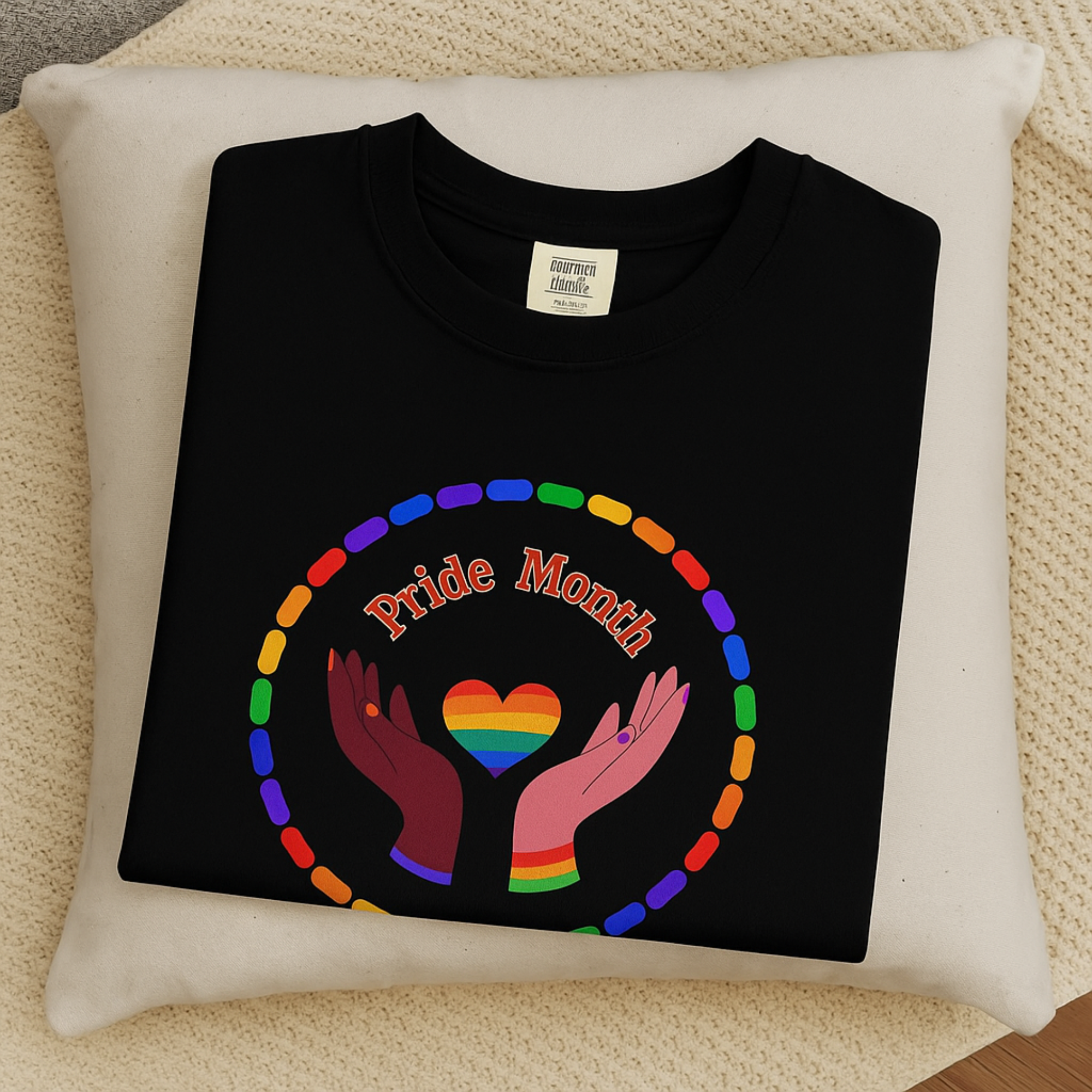 Pride Month Unisex T Shirt Celebrate Diversity Hands Holding Rainbow Heart Tee LGBTQ+ Equality Shirt Pride Festival Top product thumbnail image Pride Month Unisex T Shirt Celebrate Diversity Hands Holding Rainbow Heart Tee LGBTQ+ Equality Shirt Pride Festival Top product thumbnail image