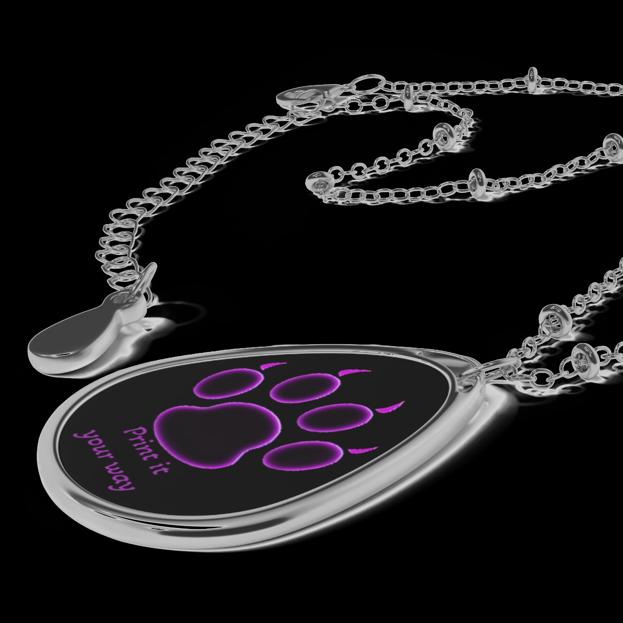 Elegant Oval Necklace with Paw Print, Personalized Pet Jewelry, Dog Lover Gift, Memorial Keepsake, Unique Cat Jewelry product thumbnail image