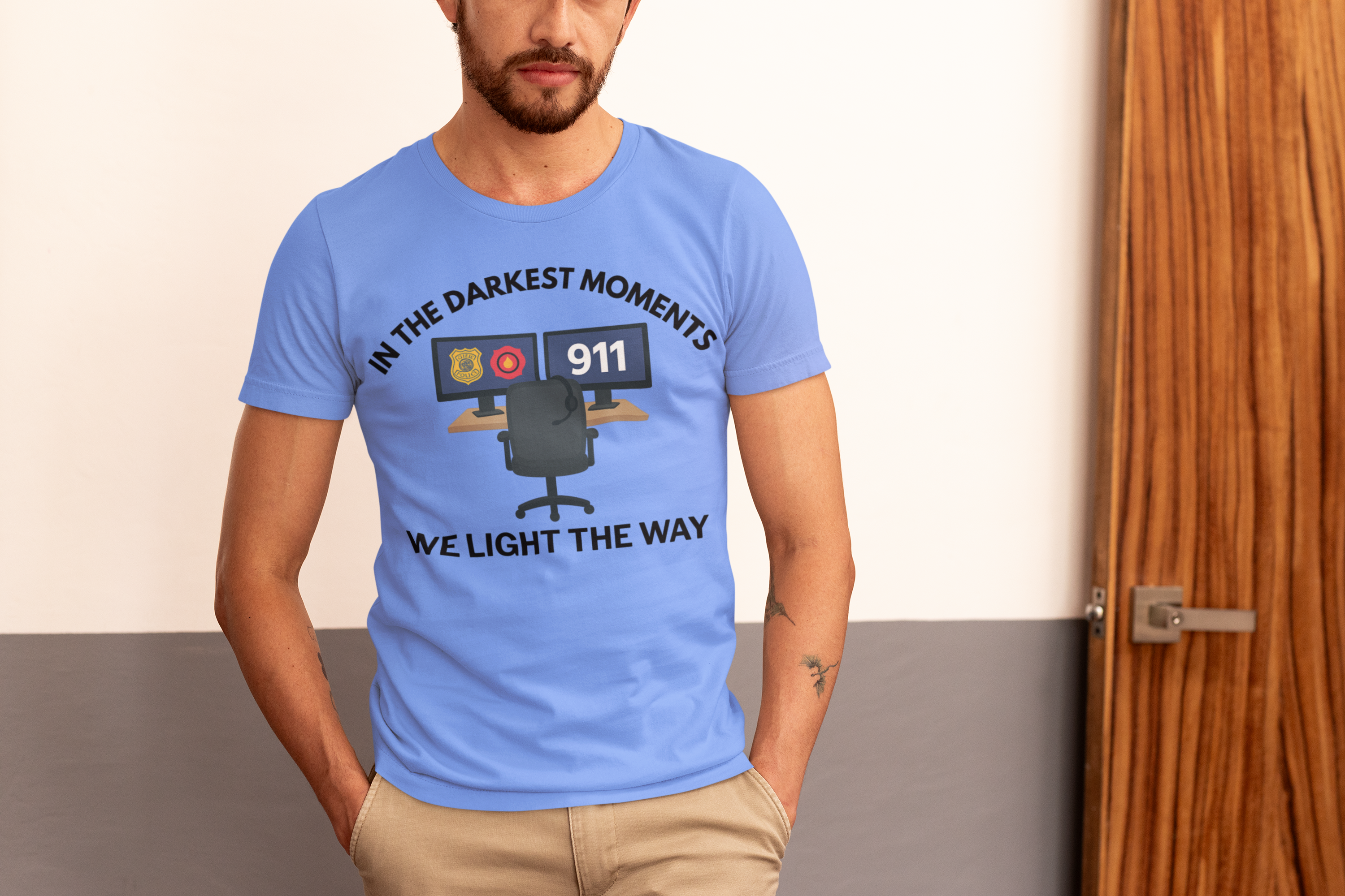 In The Darkest Moments - We Light The Way - Dispatcher tee | Unisex shirt | Multiple color options product thumbnail image In The Darkest Moments - We Light The Way - Dispatcher tee | Unisex shirt | Multiple color options product thumbnail image