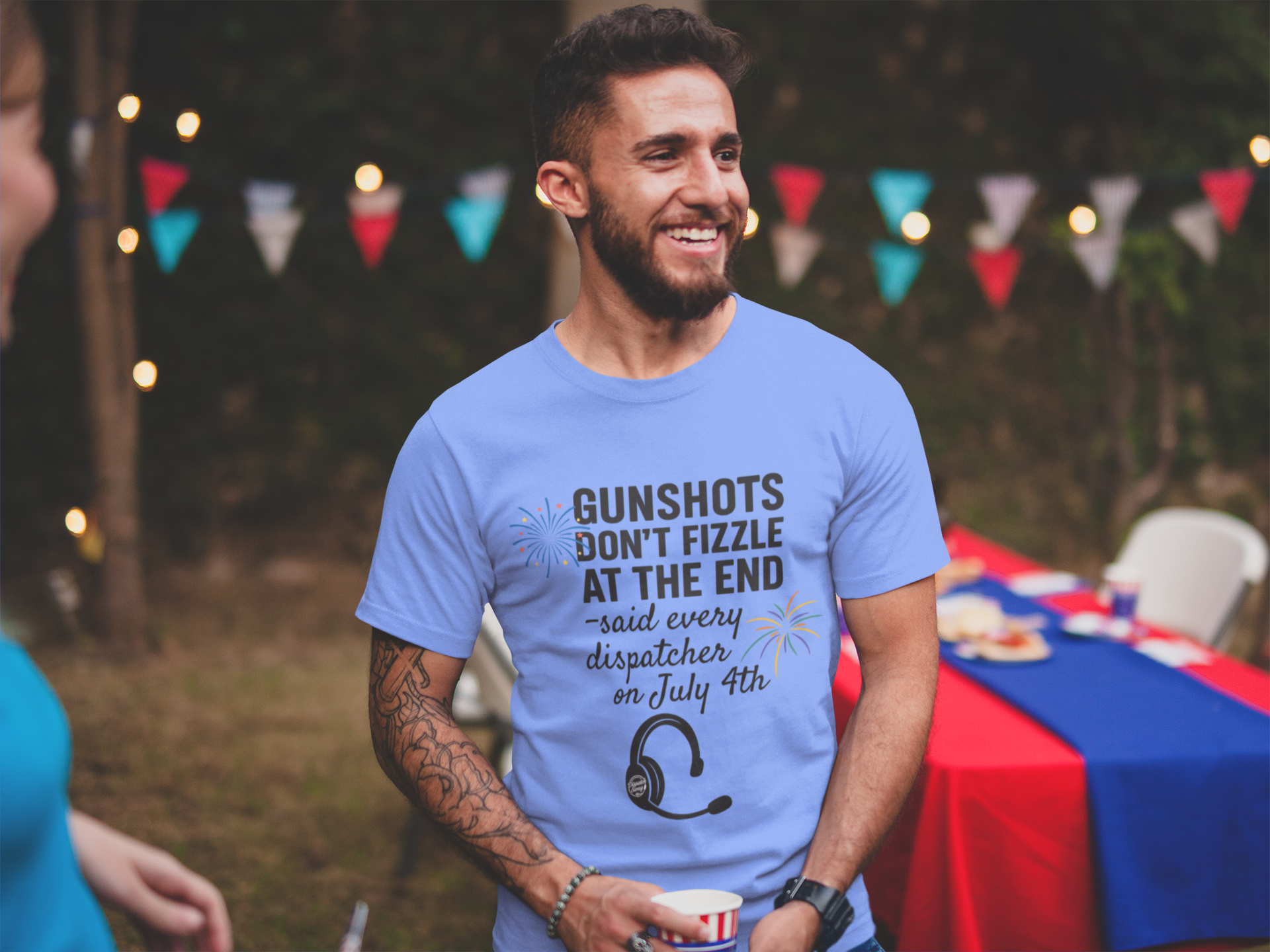 Gunshots Don’t Fizzle at the End | Funny July 4th T-Shirt | Fireworks vs Gunshots | Unisex Dispatcher Tee product thumbnail image Gunshots Don’t Fizzle at the End | Funny July 4th T-Shirt | Fireworks vs Gunshots | Unisex Dispatcher Tee product thumbnail image